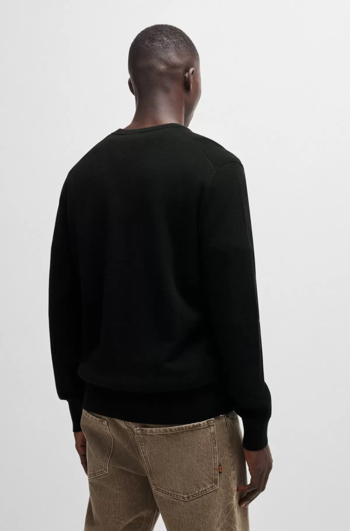 HUGO BOSS Sweatshirt Med Afslappet Pasform I Bomuld Blandet Med Kashmiruld Med Logomærke Sort Cheap