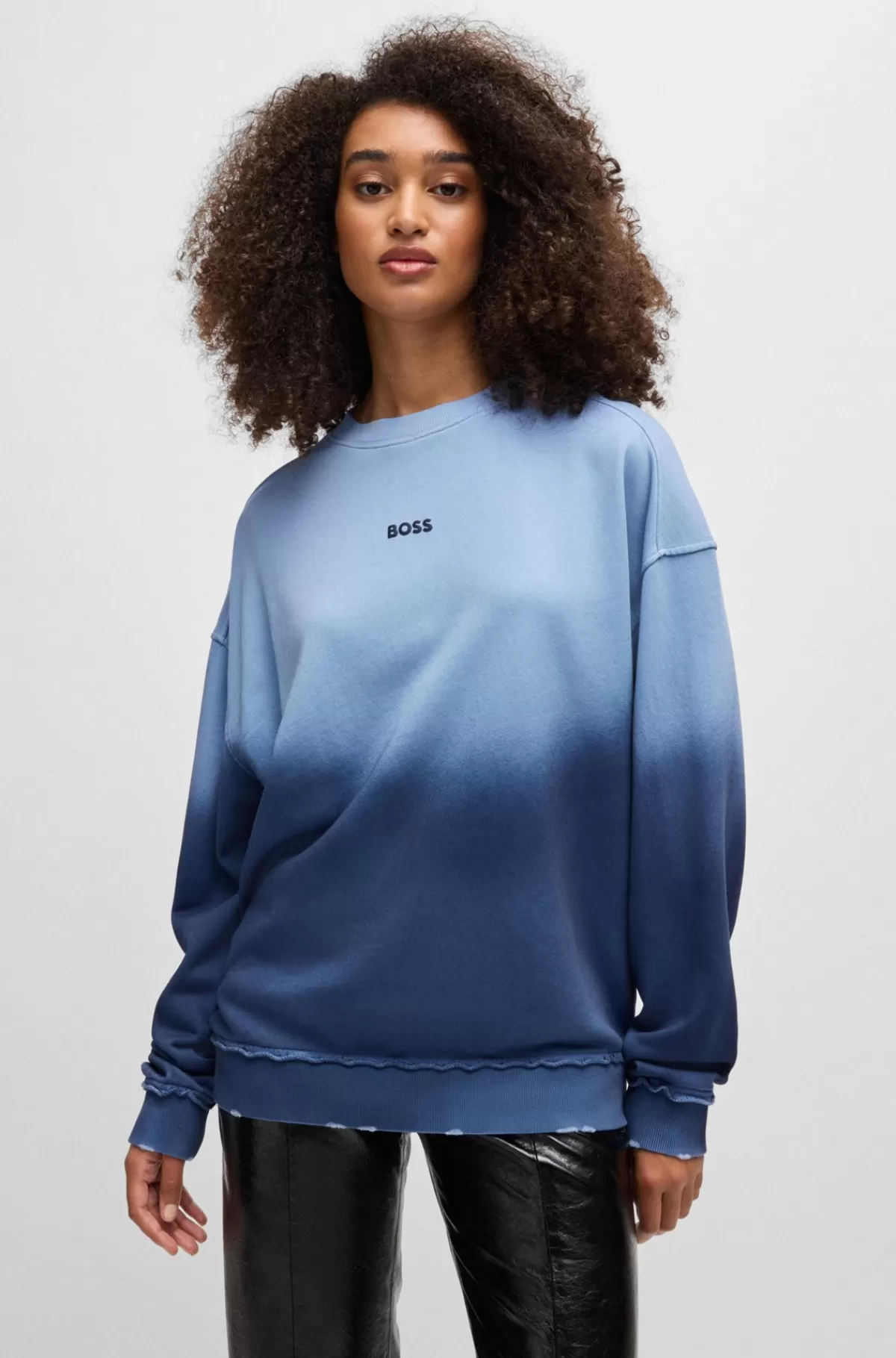 HUGO BOSS Sweatshirt Med Gradueret Mønster I Sweatkvalitet Af Bomuld Blå Clearance