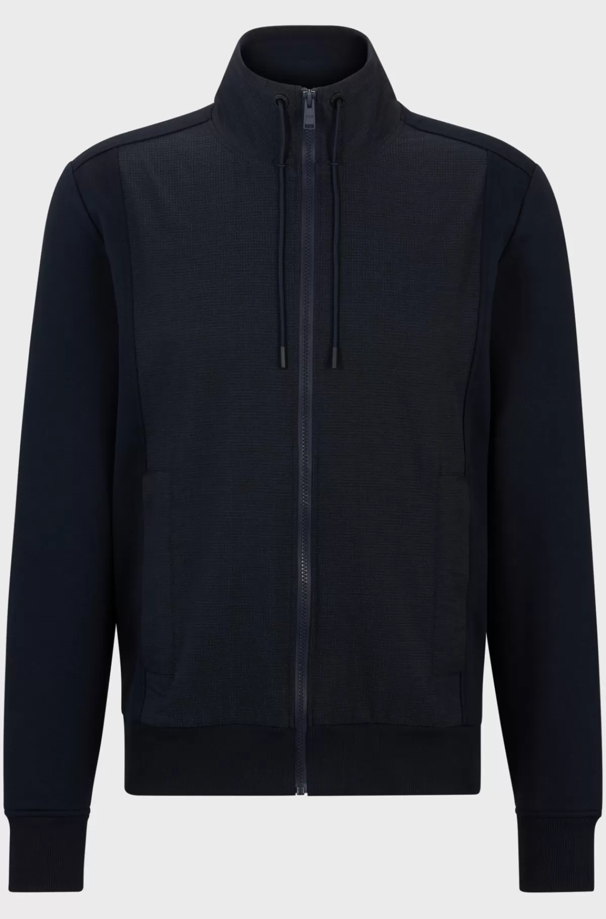 HUGO BOSS Sweatshirt Med Lynlås Og Paneler I Air-mesh, Der Er Nem At Pakke Mørkeblå Store