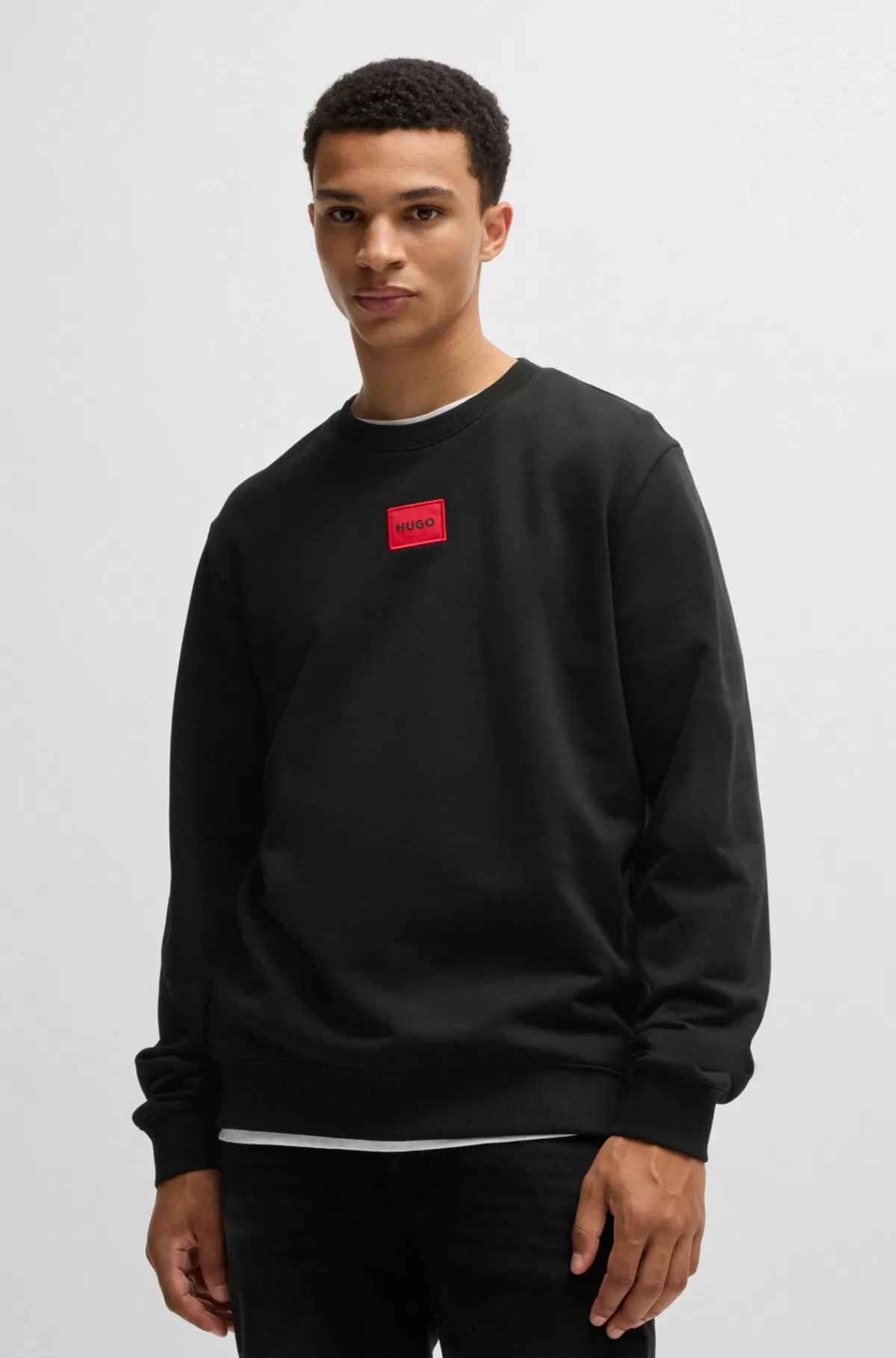 HUGO BOSS Sweatshirt Med Regular Fit Og Logomærke I Bomuldsfrotté Sort Online