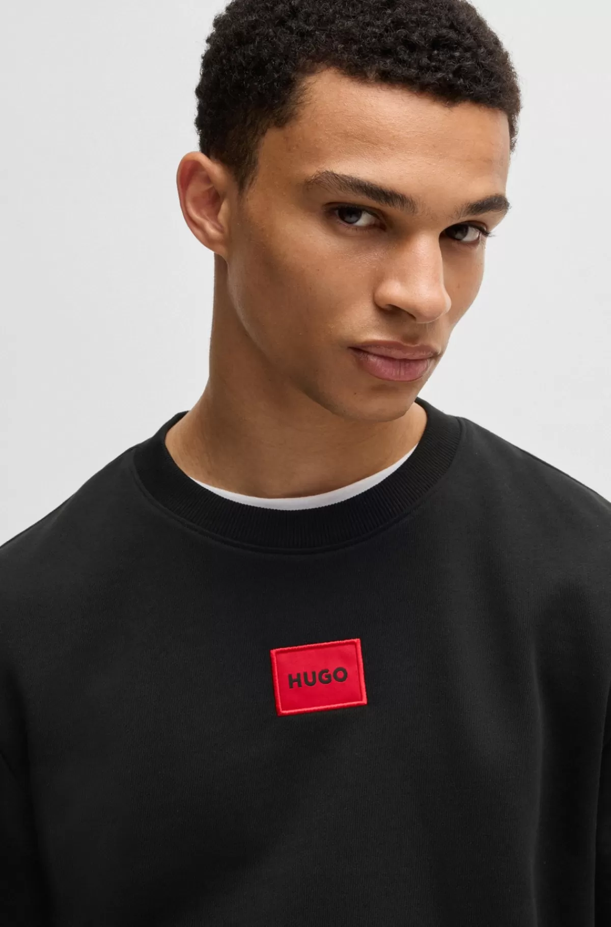 HUGO BOSS Sweatshirt Med Regular Fit Og Logomærke I Bomuldsfrotté Sort Online