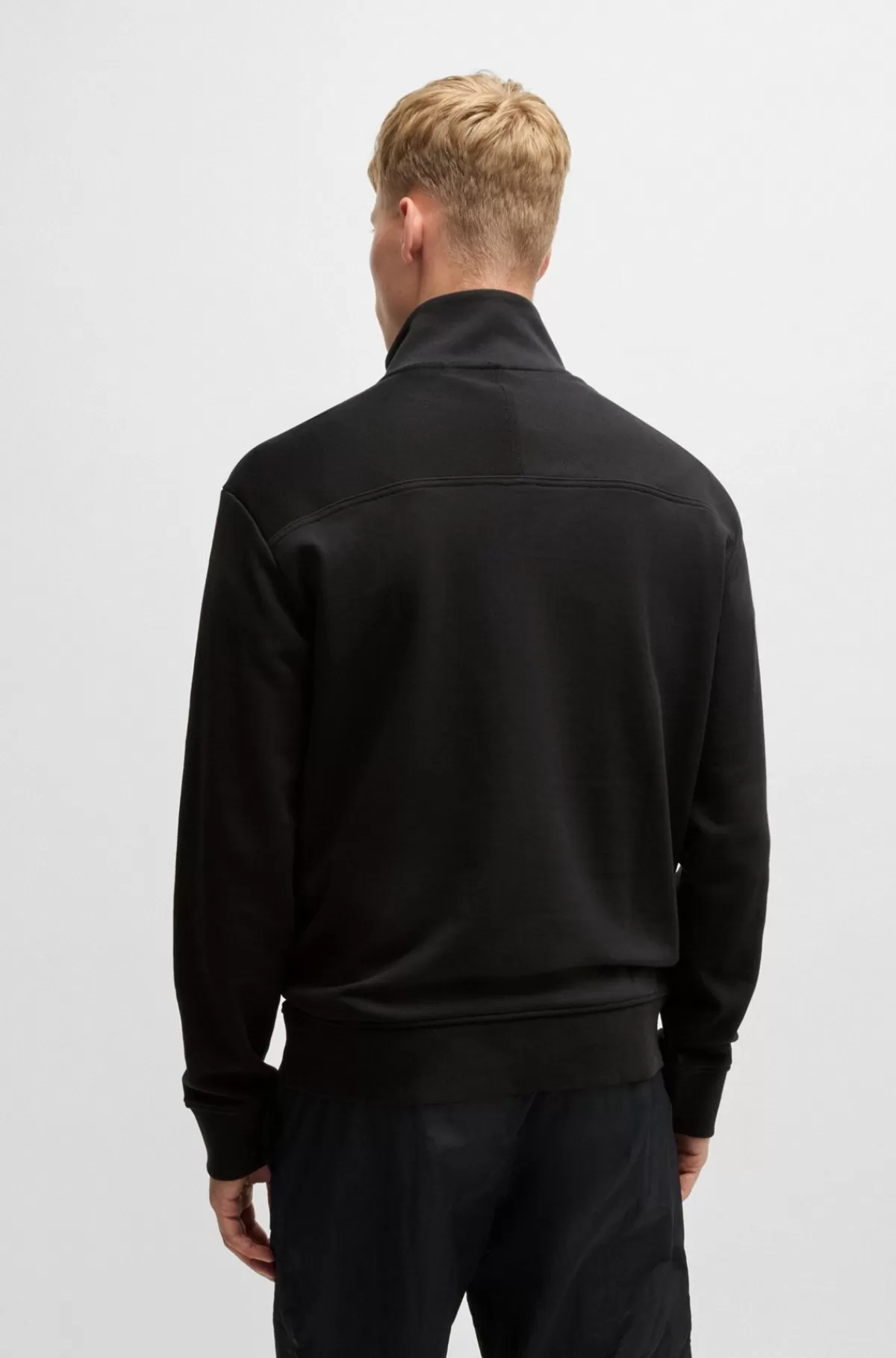 HUGO BOSS Sweatshirt Med Relaxed Fit Og Lynlås I Halsen I Sweatkvalitet Af Bomuld Sort Clearance