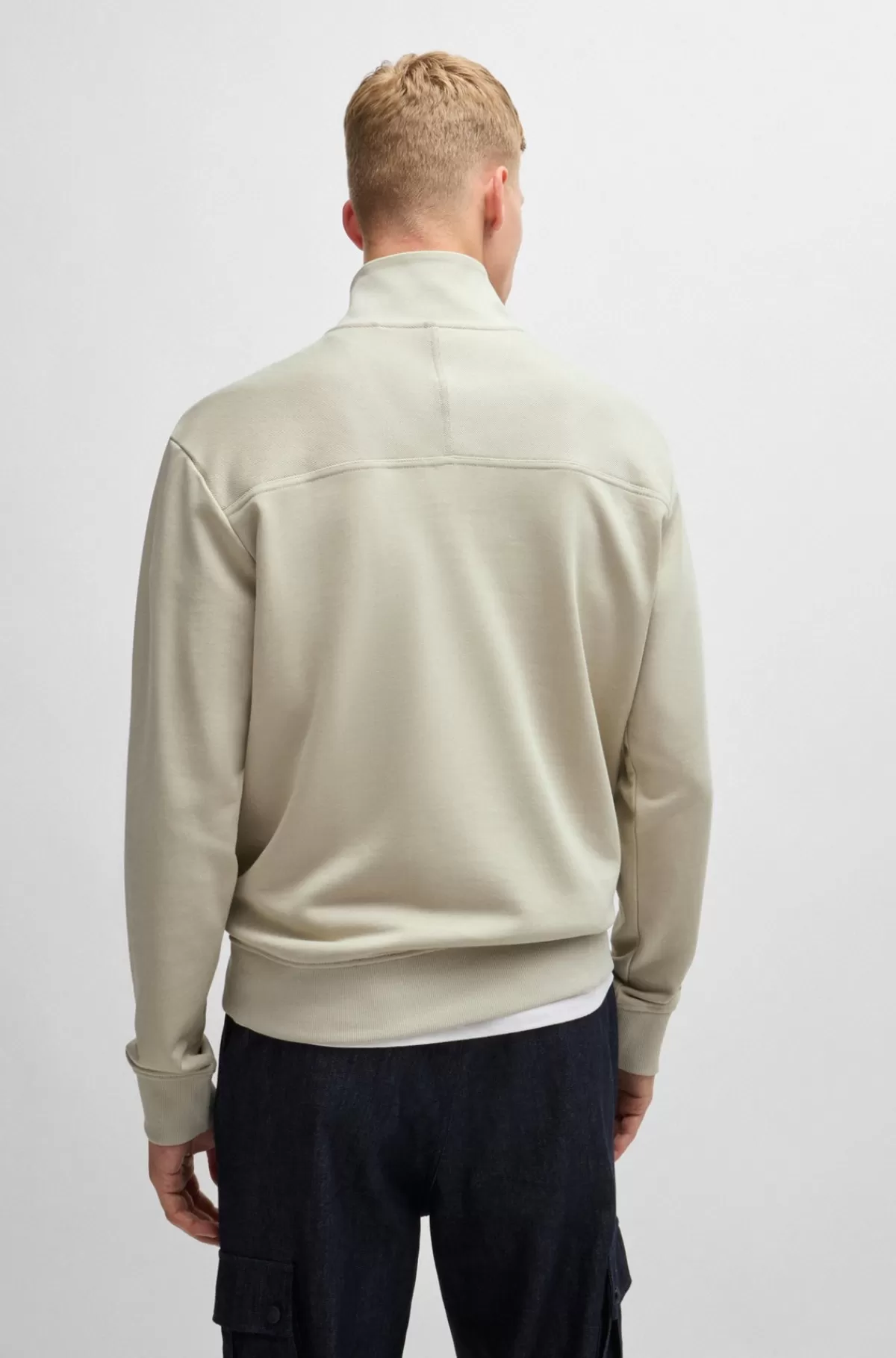 HUGO BOSS Sweatshirt Med Relaxed Fit Og Lynlås I Halsen I Sweatkvalitet Af Bomuld Naturlig Store