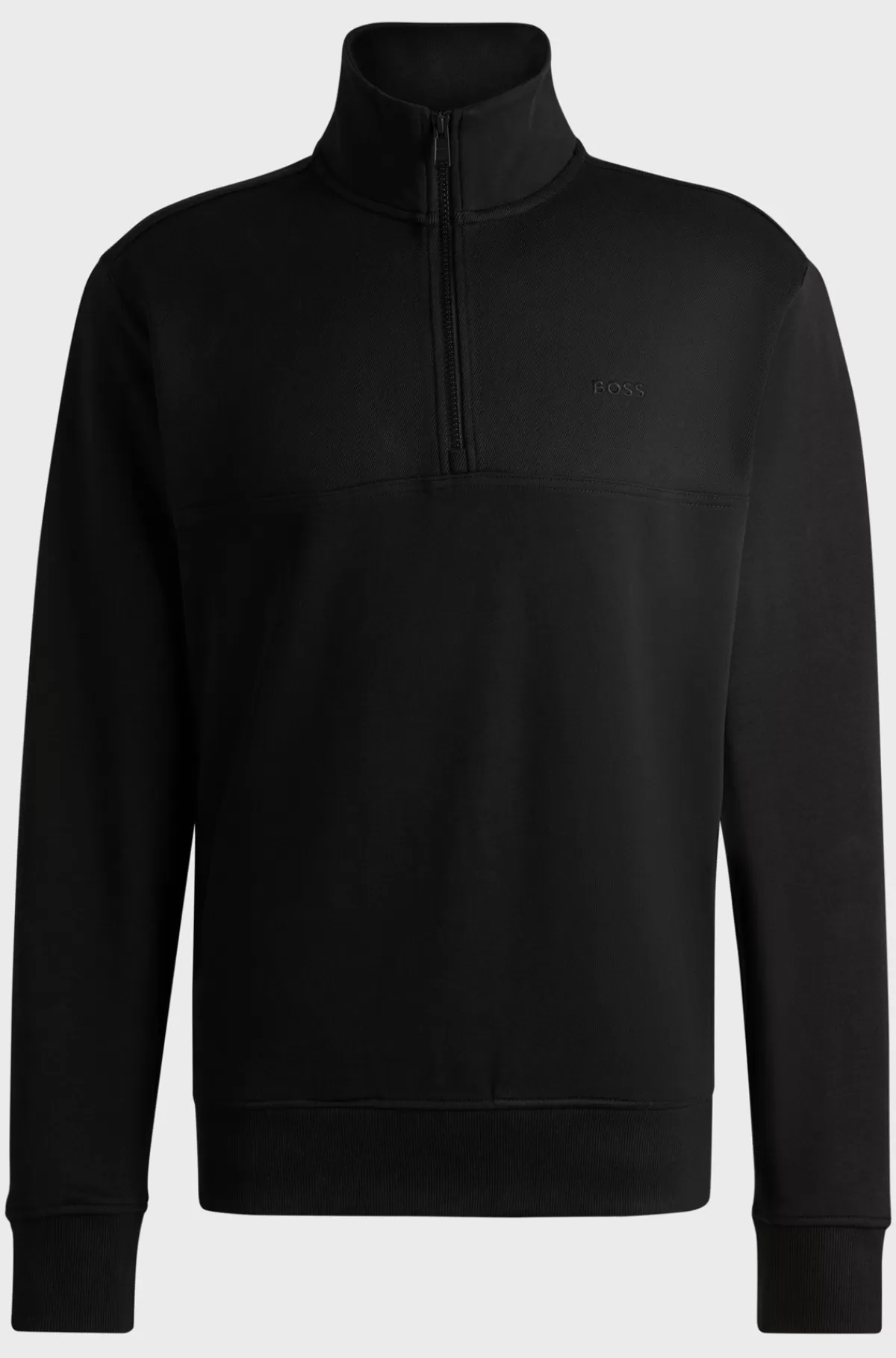 HUGO BOSS Sweatshirt Med Relaxed Fit Og Lynlås I Halsen I Sweatkvalitet Af Bomuld Sort Clearance