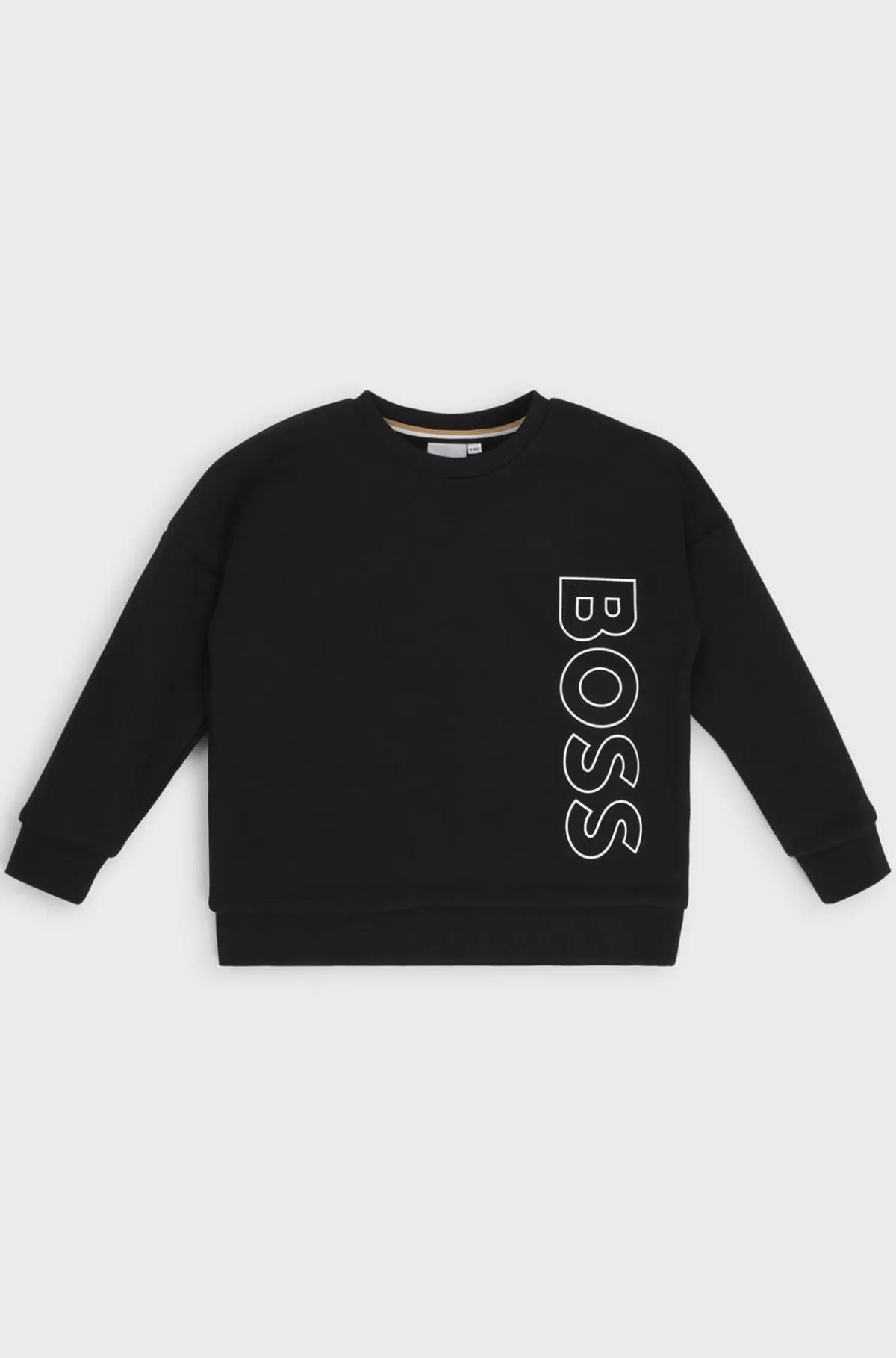 HUGO BOSS Sweatshirt Til Børn I Fleece Af Bomuldsblanding Med Lodret Logo Sort Discount