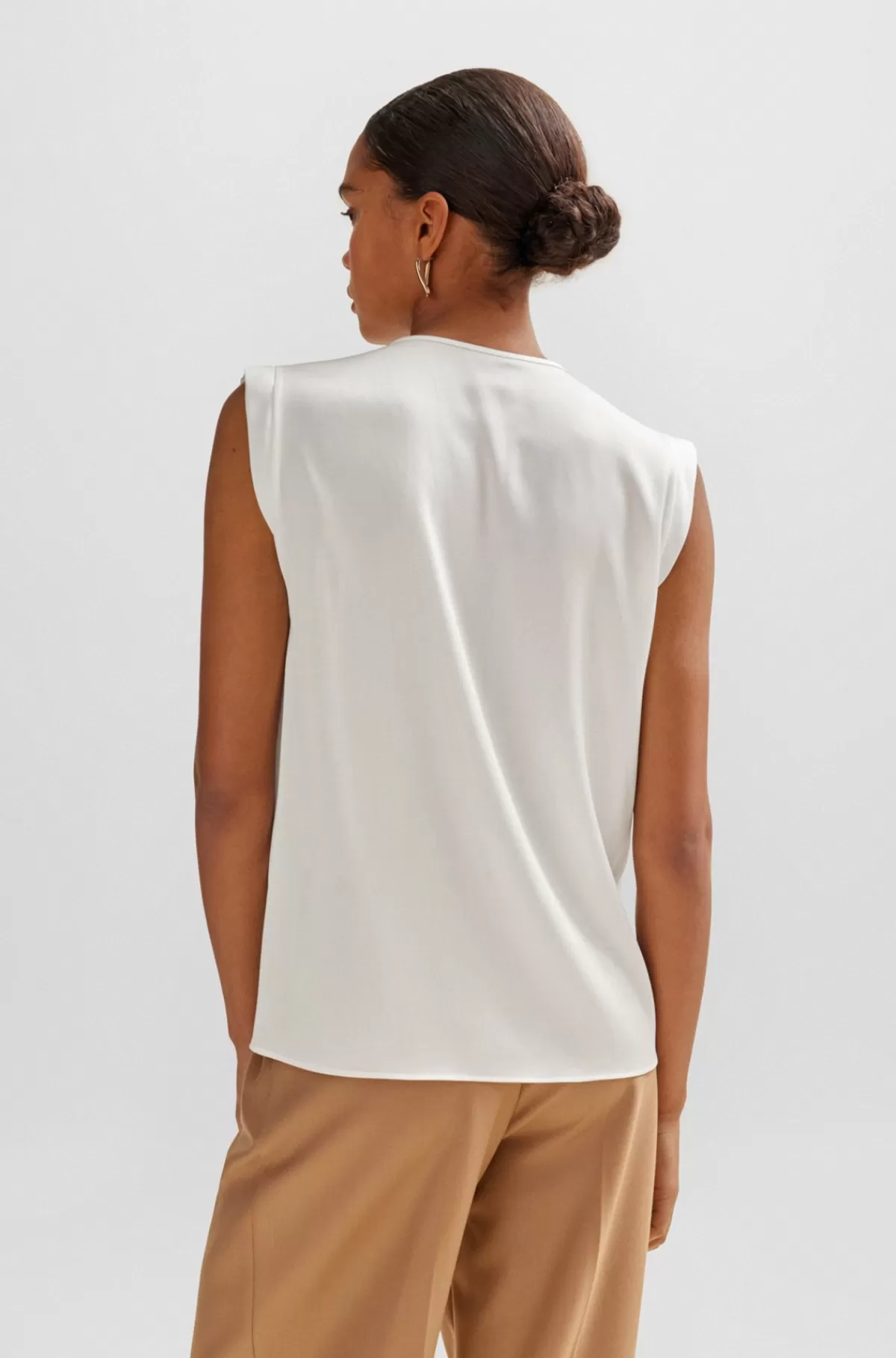 HUGO BOSS Tailored Skjorte I Relaxed Fit I Silke Med Stræk Hvid Store