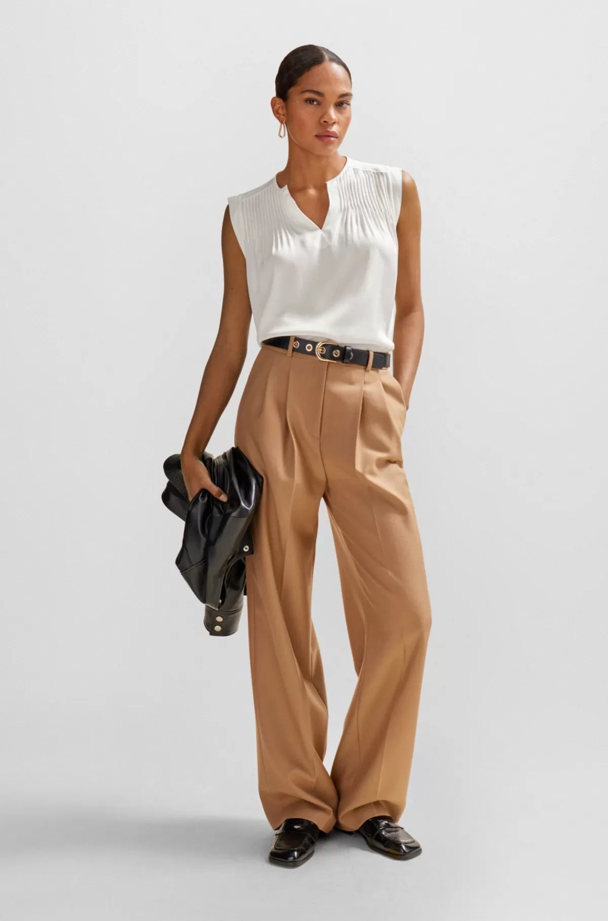 HUGO BOSS Tailored Skjorte I Relaxed Fit I Silke Med Stræk Hvid Store
