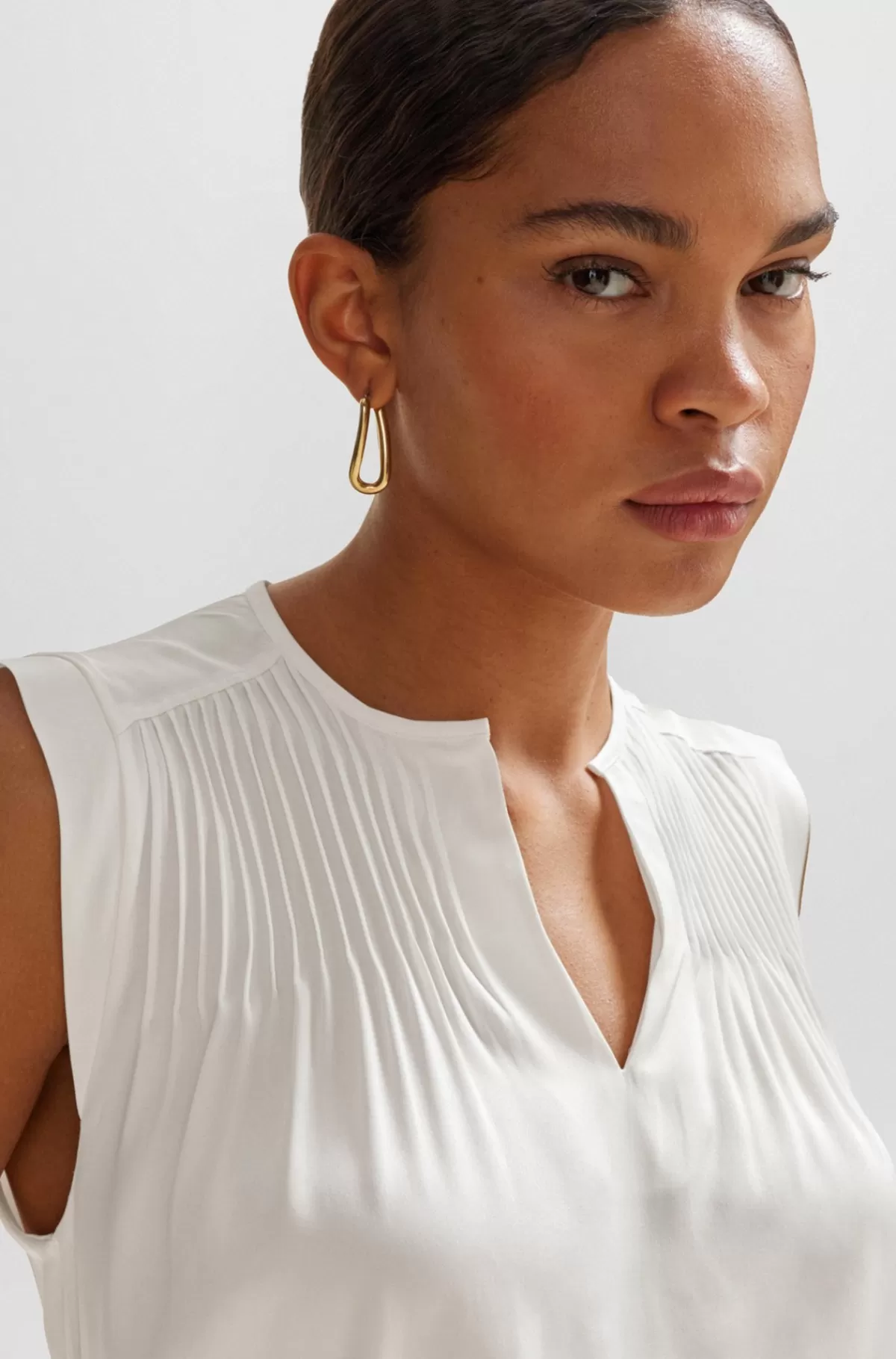 HUGO BOSS Tailored Skjorte I Relaxed Fit I Silke Med Stræk Hvid Store