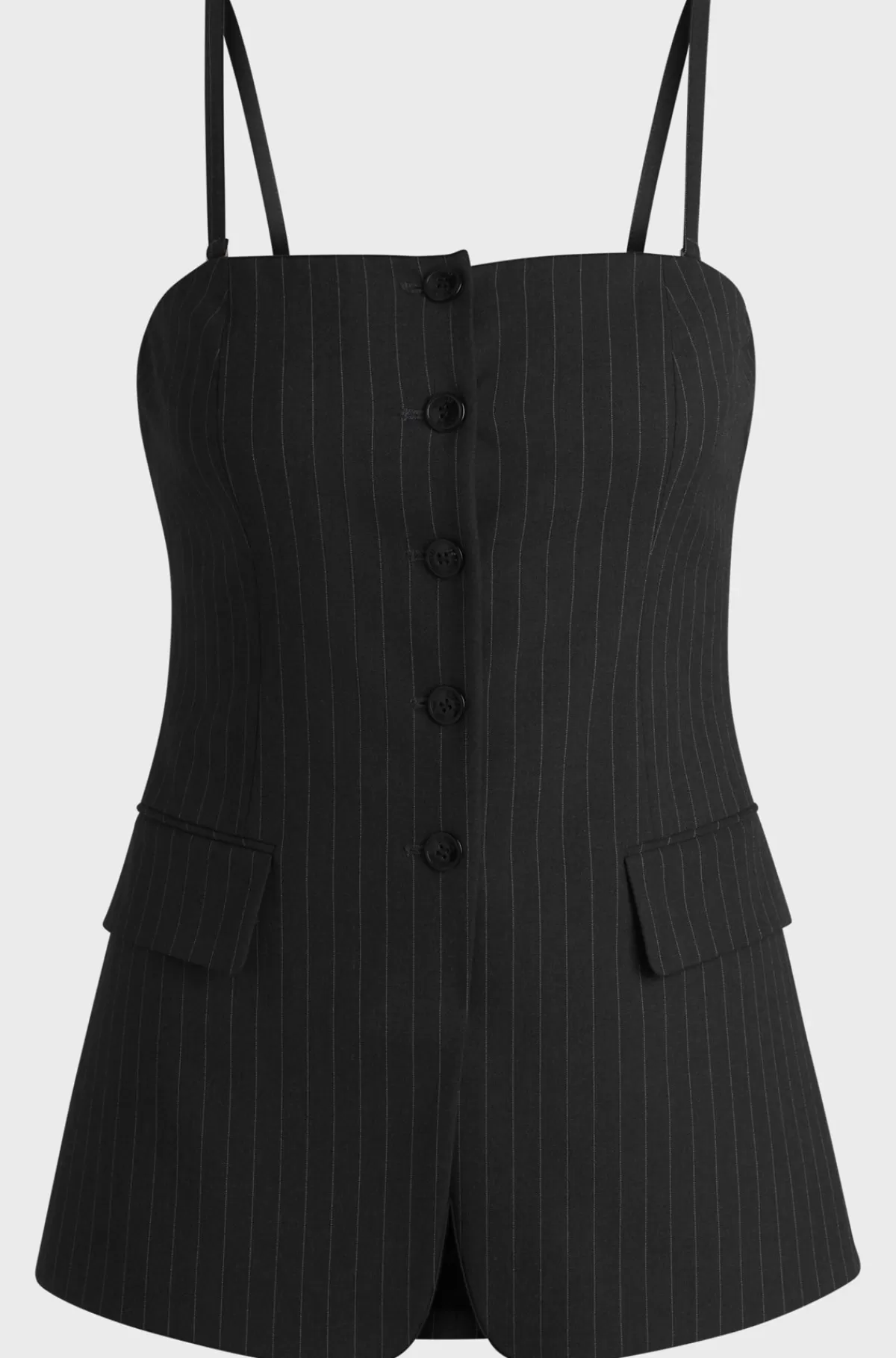 HUGO BOSS Tailored Vest Med Regular Fit Og Nålestribet Stof Med Stræk Sort mønstret Cheap