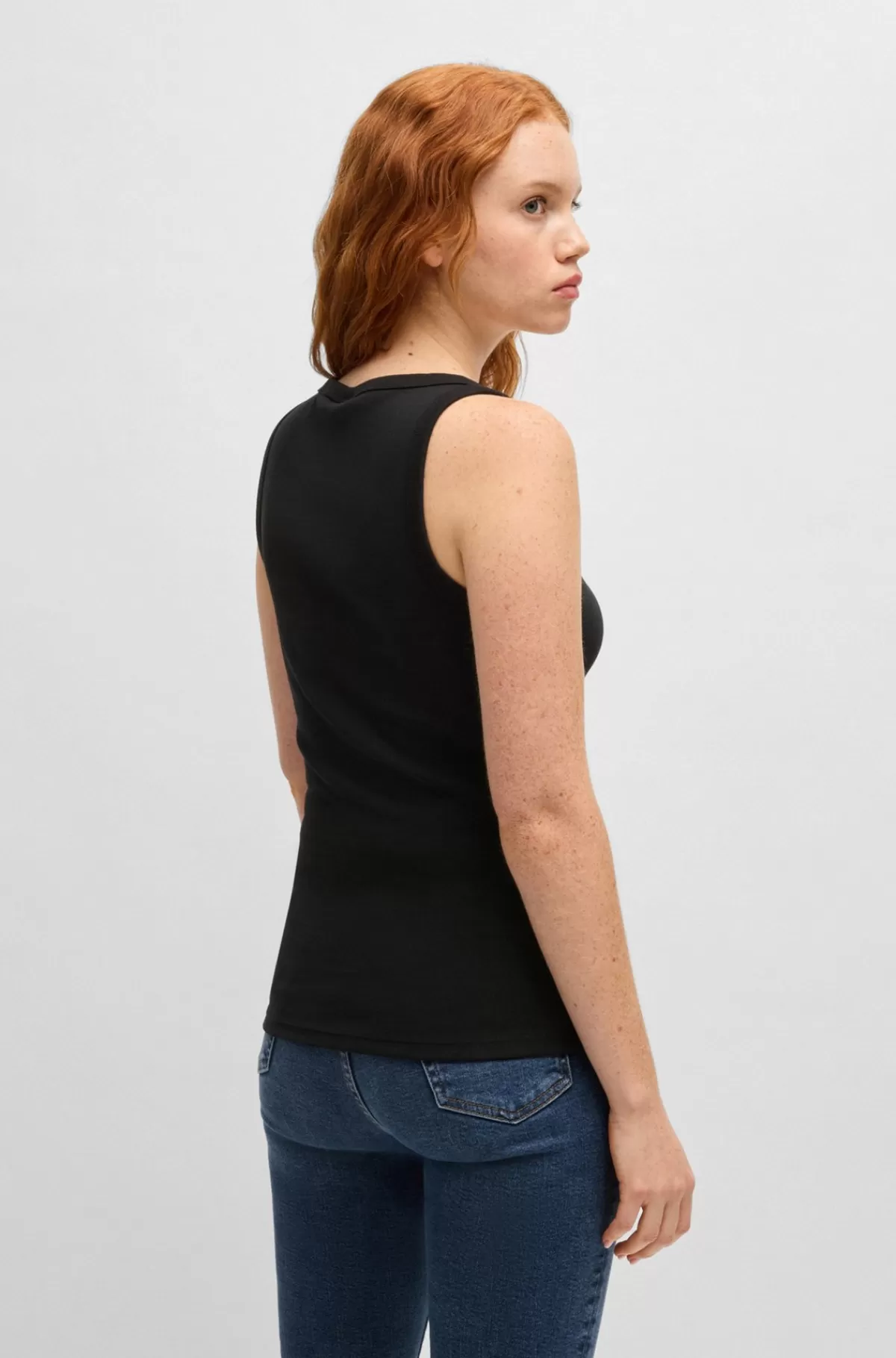 HUGO BOSS Tanktop I Bomuldsblanding Med Logo Sort Clearance