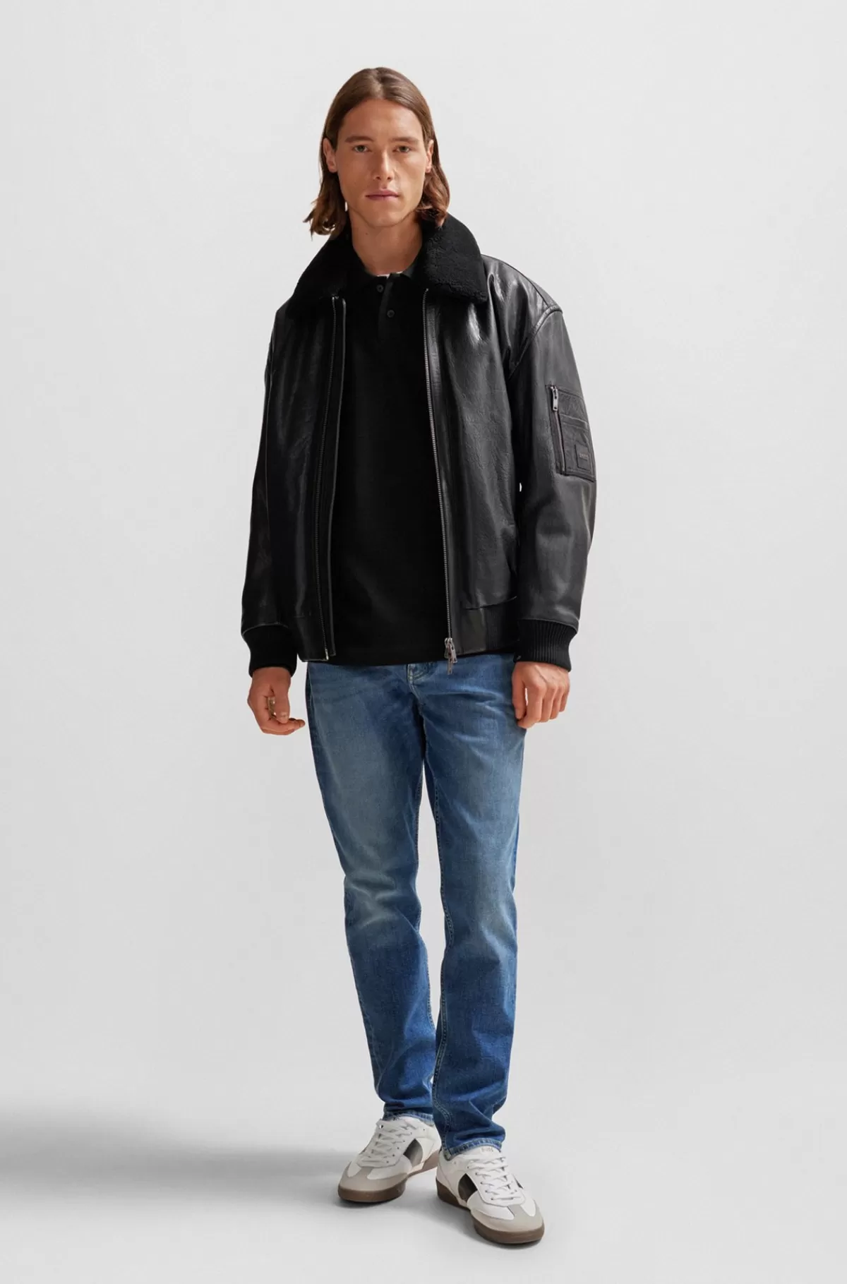 HUGO BOSS Tapered Fit Jeans I Behagelig Denim Med Stræk Blå Sale