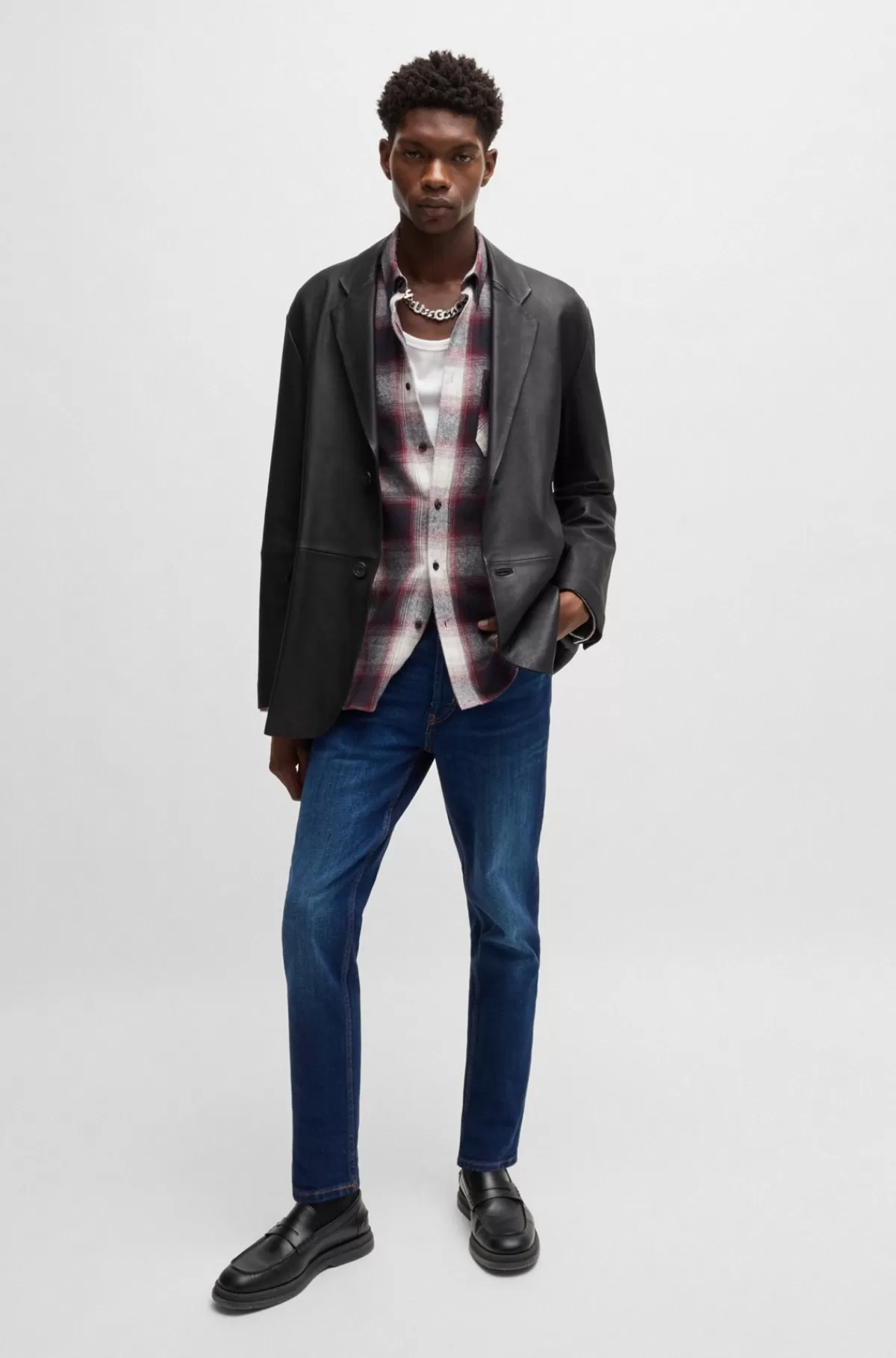 HUGO BOSS Tapered Fit Jeans I Blå Behagelig Denim Med Stræk Mørkeblå Fashion