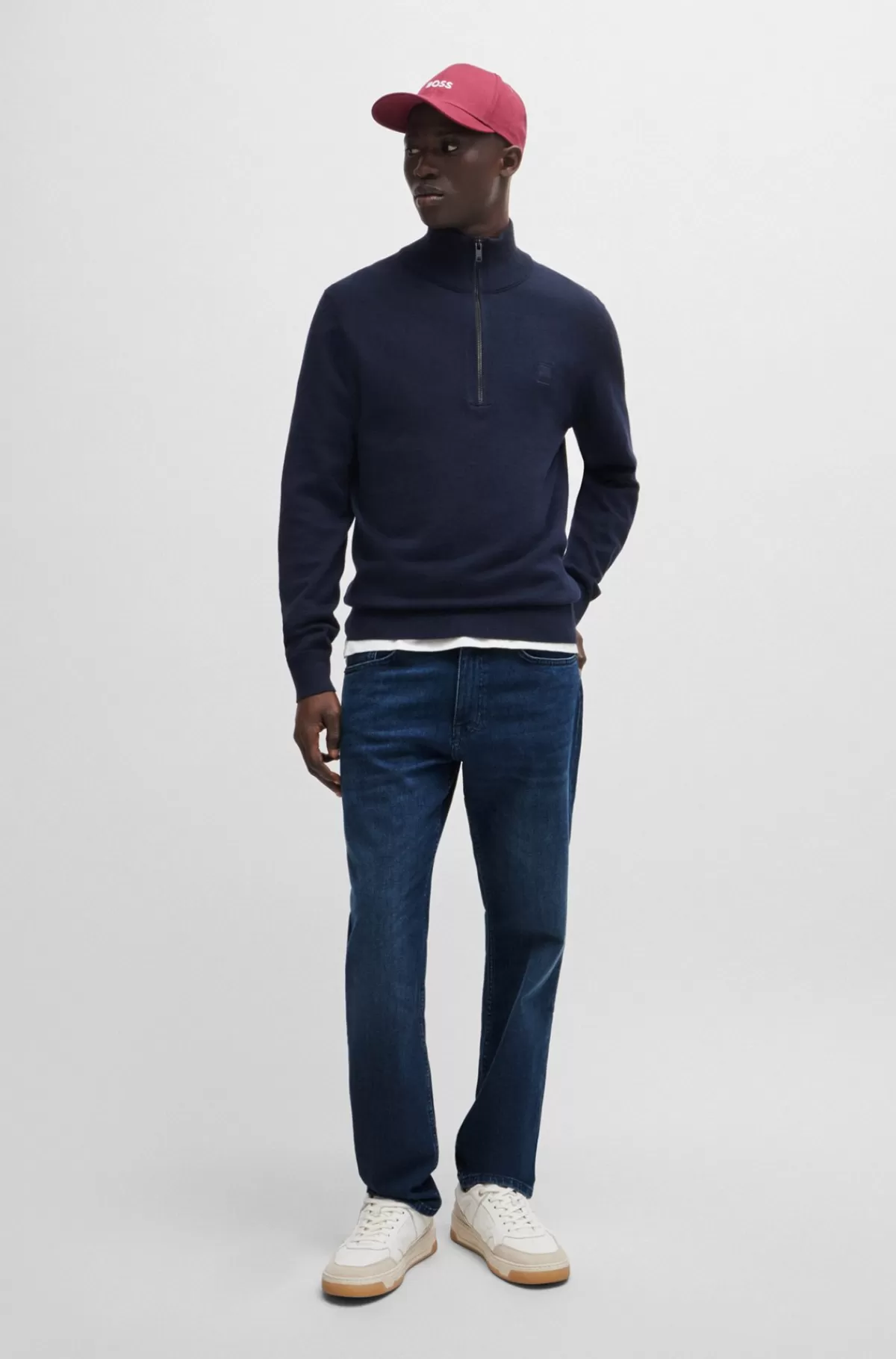 HUGO BOSS Tapered Fit Jeans I Blå Denim Med Behageligt Stræk Mørkeblå Shop