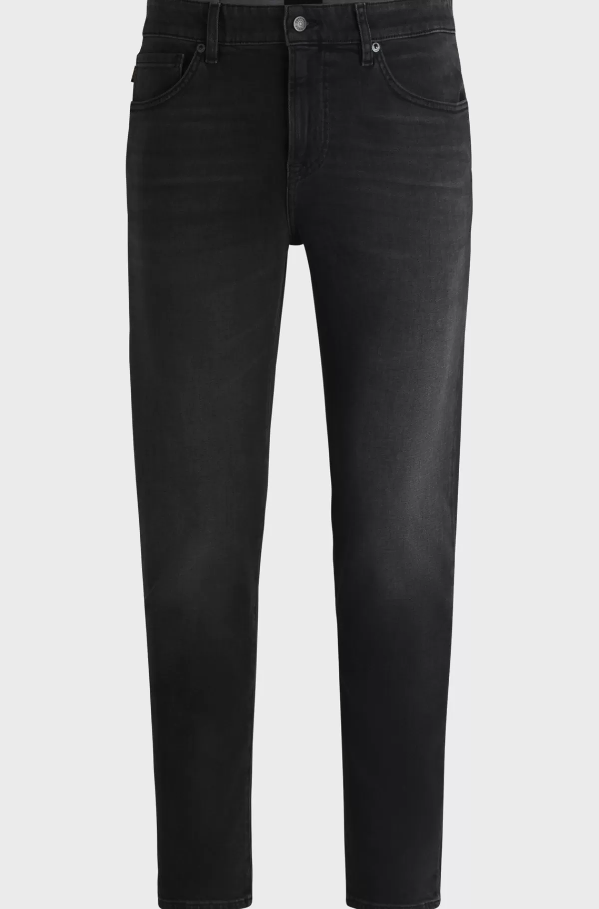 HUGO BOSS Tapered Fit Jeans I Denim Med Behageligt Stræk Sort Store