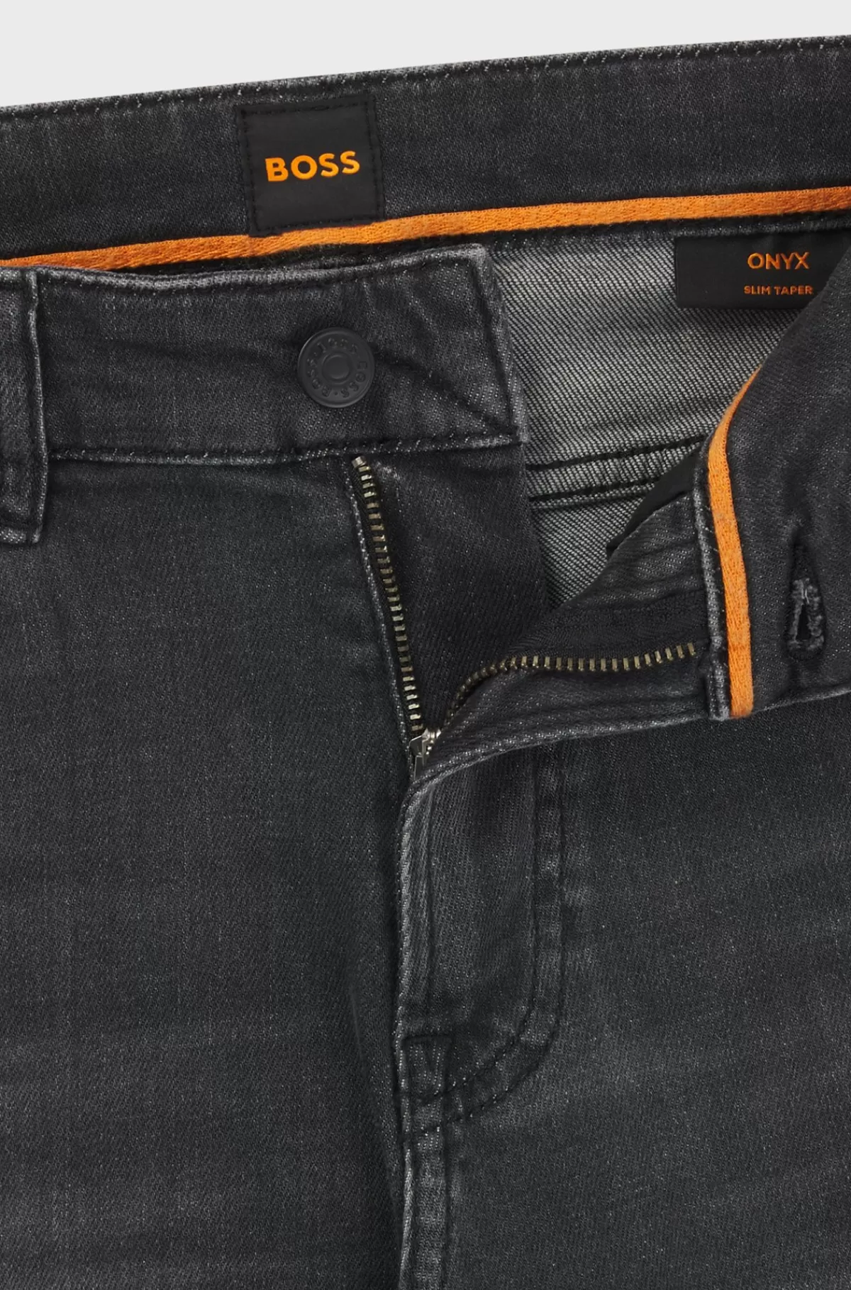 HUGO BOSS Tapered Fit Jeans I Sort Denim Med Behageligt Stræk Mørkegrå Fashion