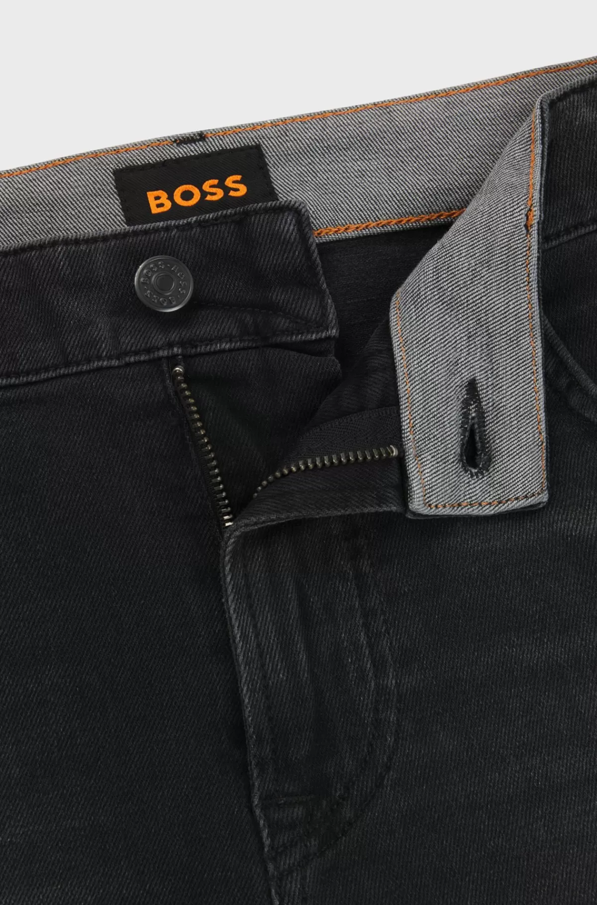 HUGO BOSS Tapered Fit Jeans I Denim Med Behageligt Stræk Sort Store