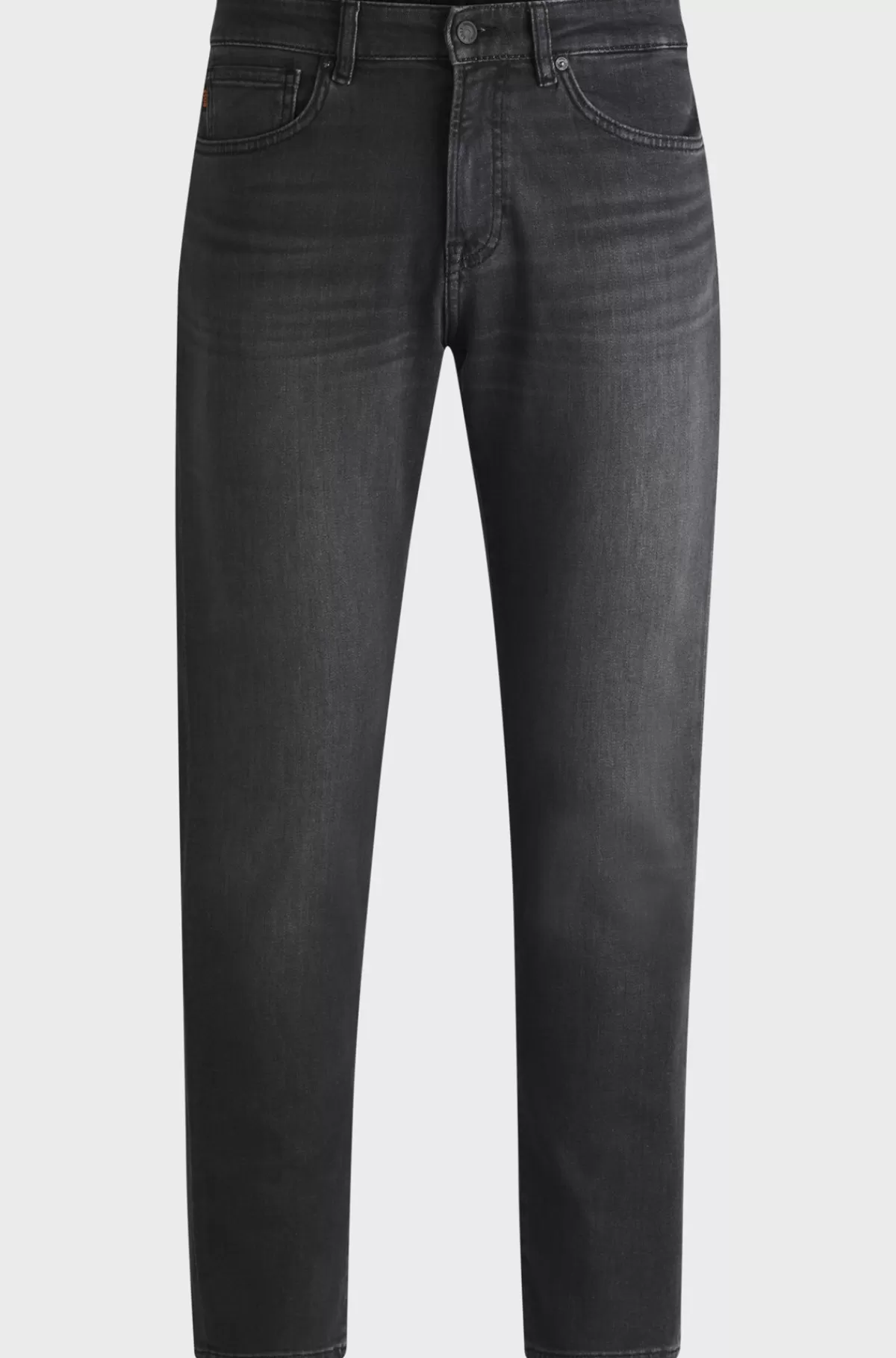 HUGO BOSS Tapered Fit Jeans I Sort Denim Med Behageligt Stræk Mørkegrå Fashion