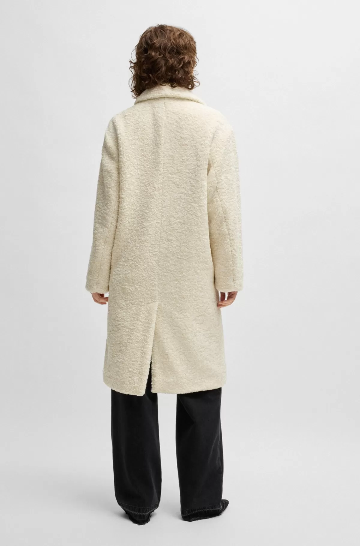 HUGO BOSS Teddyfrakke Med Mønstrede Knapper Hvid Clearance