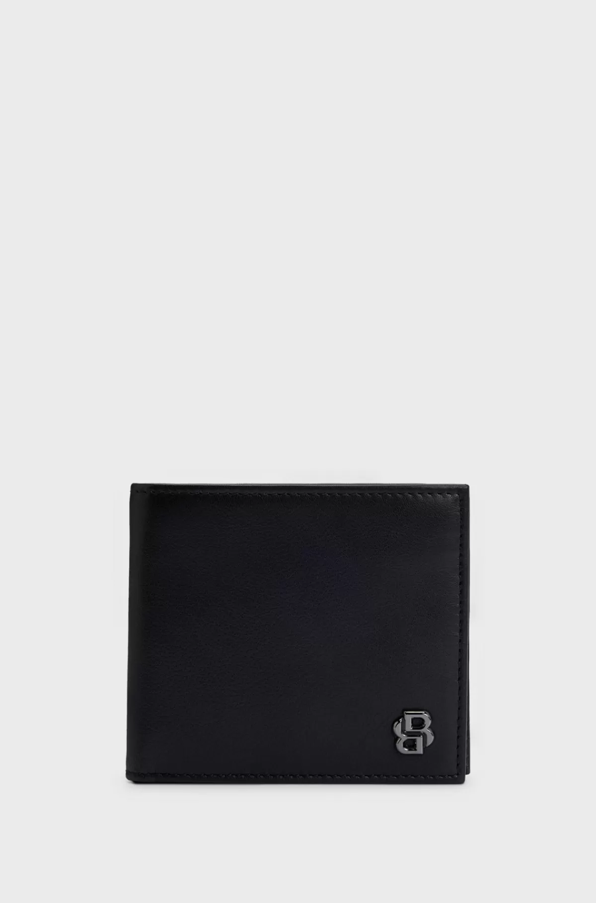 HUGO BOSS Tegnebog I Mat Læder Med Double B-monogram Sort Store