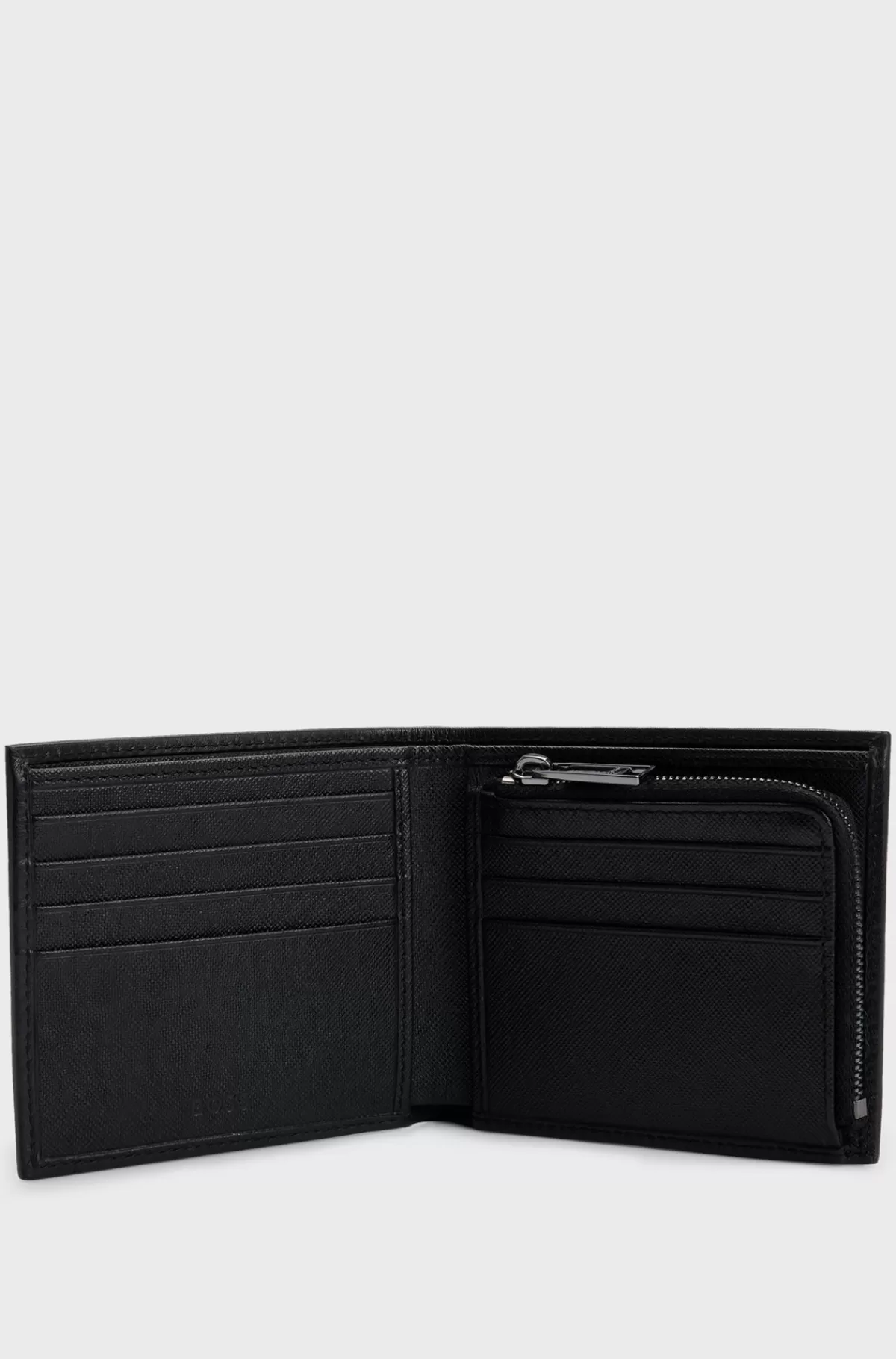 HUGO BOSS Tegnebog I Mat Læder Med Double B-monogram Sort Store