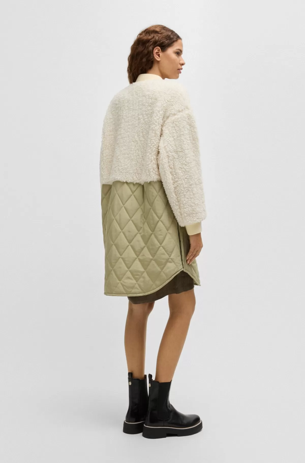 HUGO BOSS Termojakke I Blandede Materialer Med Tovejslynlås Lys beige Online