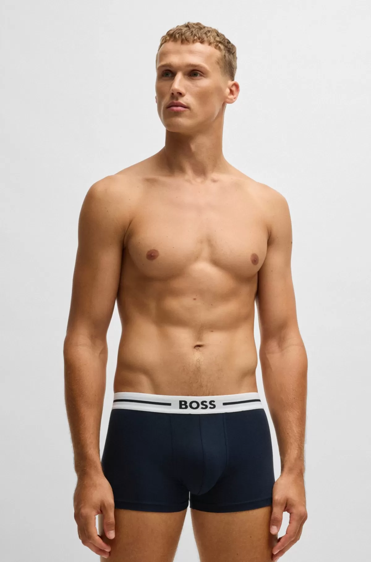 HUGO BOSS Three-pack Of Stretch-cotton Plain And Monogrammed Trunks Blå Outlet