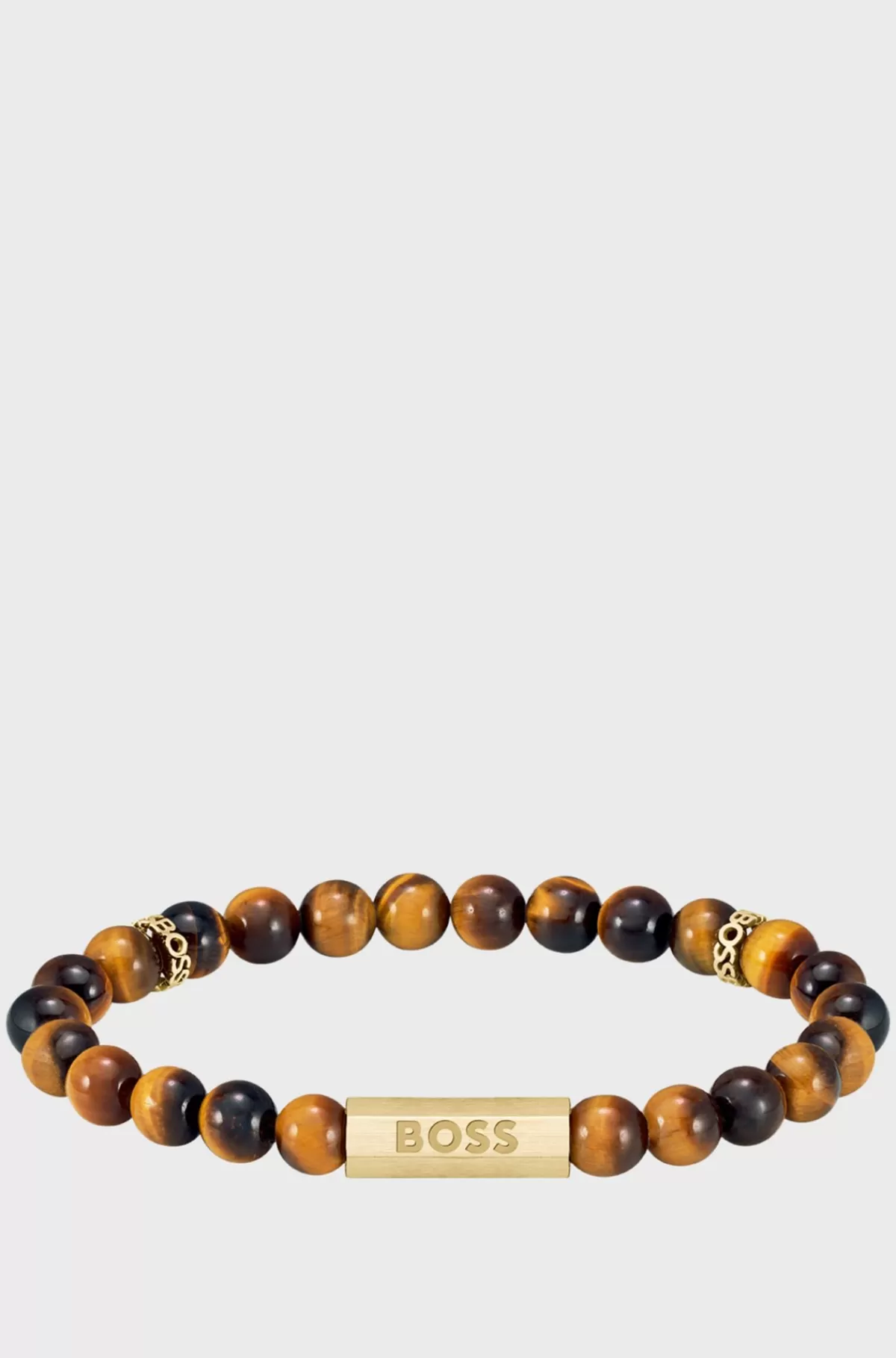 HUGO BOSS Tiger-eye Beaded Cuff With Branded Rondelles Brun Best