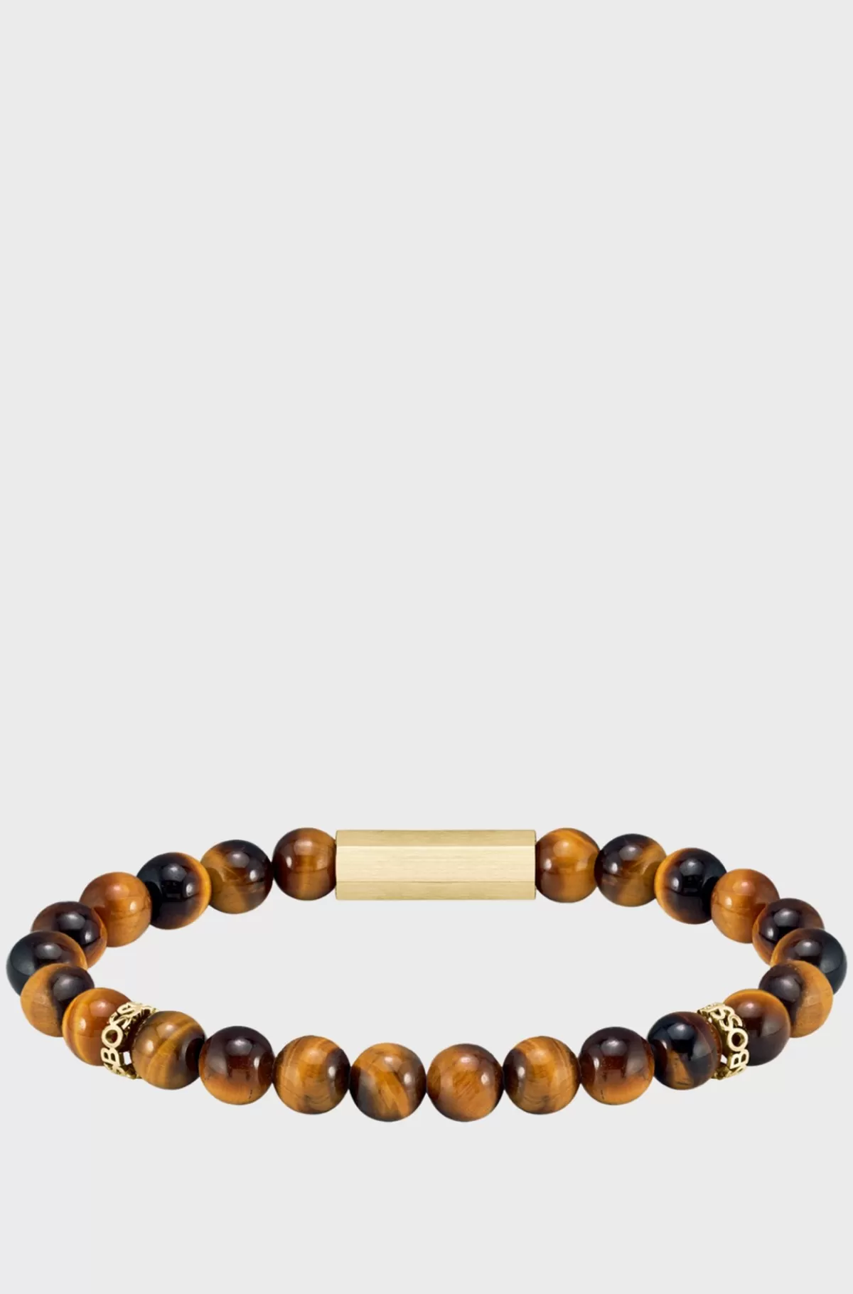 HUGO BOSS Tiger-eye Beaded Cuff With Branded Rondelles Brun Best