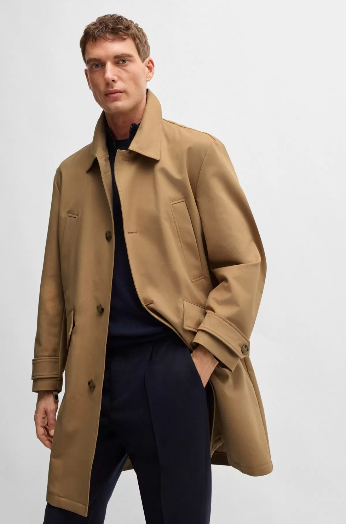 HUGO BOSS To-i-en-jakke Med Hætte Fra BOSS SELECTED BY BECKHAM Lysebrun Cheap