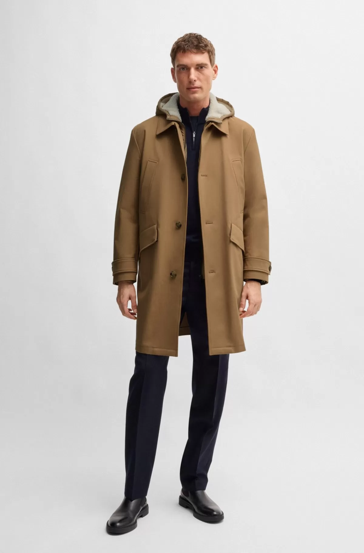 HUGO BOSS To-i-en-jakke Med Hætte Fra BOSS SELECTED BY BECKHAM Lysebrun Cheap