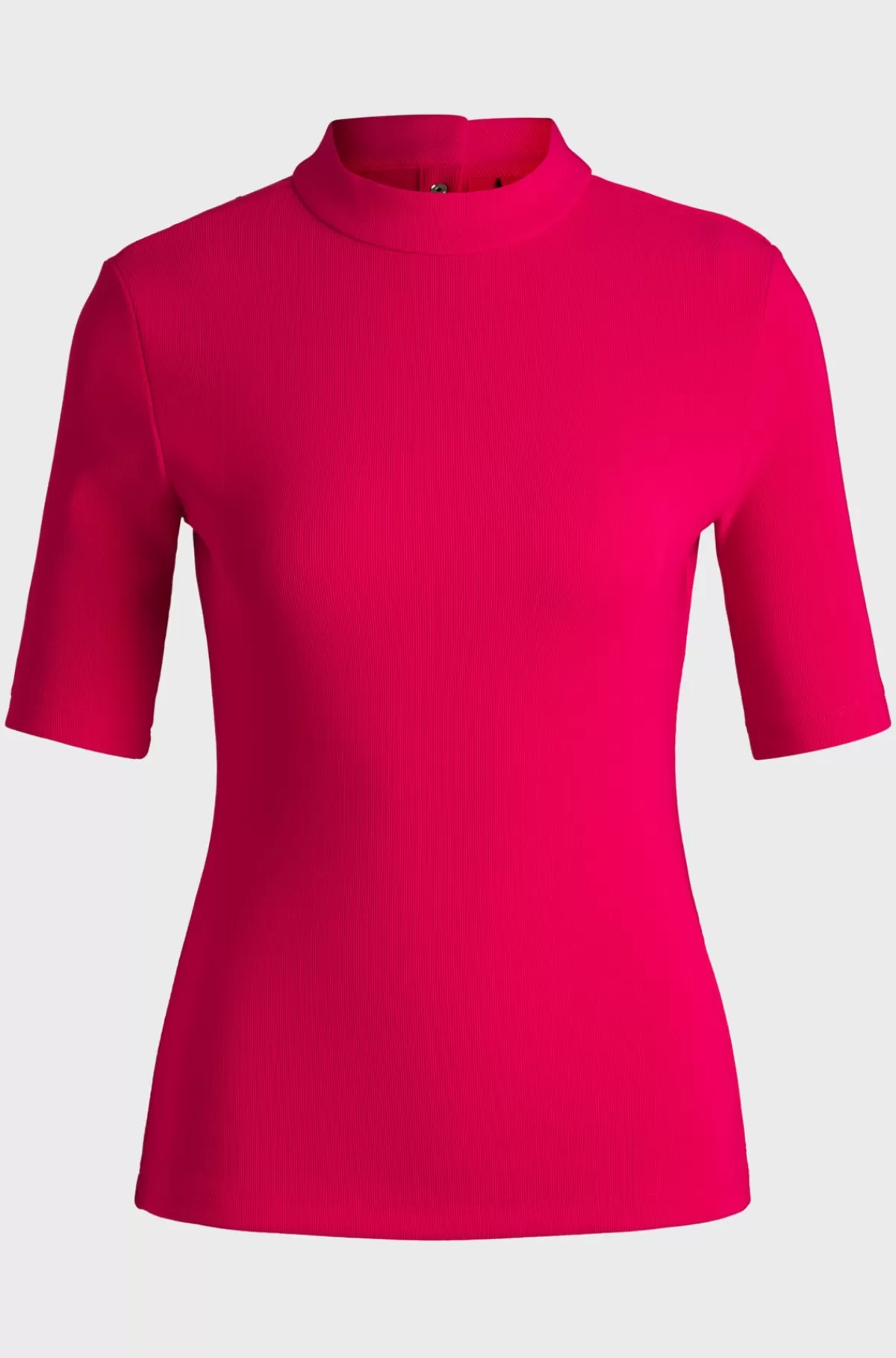 HUGO BOSS Top I Ribstrikket Jersey Med Slim Fit Og Høj Hals Rød New