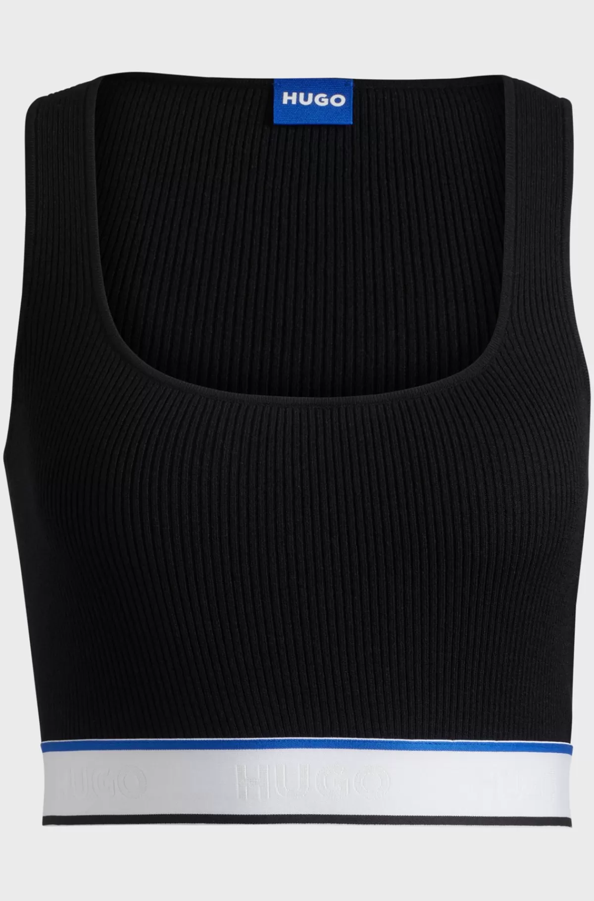 HUGO BOSS Top Med Ribstruktur, Slim Fit Og Gentaget Branding Sort Store