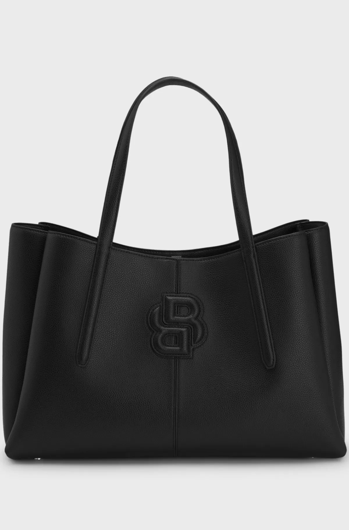 HUGO BOSS Tote Bag I Imiteret Kornet Læder Med Dobbelt B-monogram Sort Sale