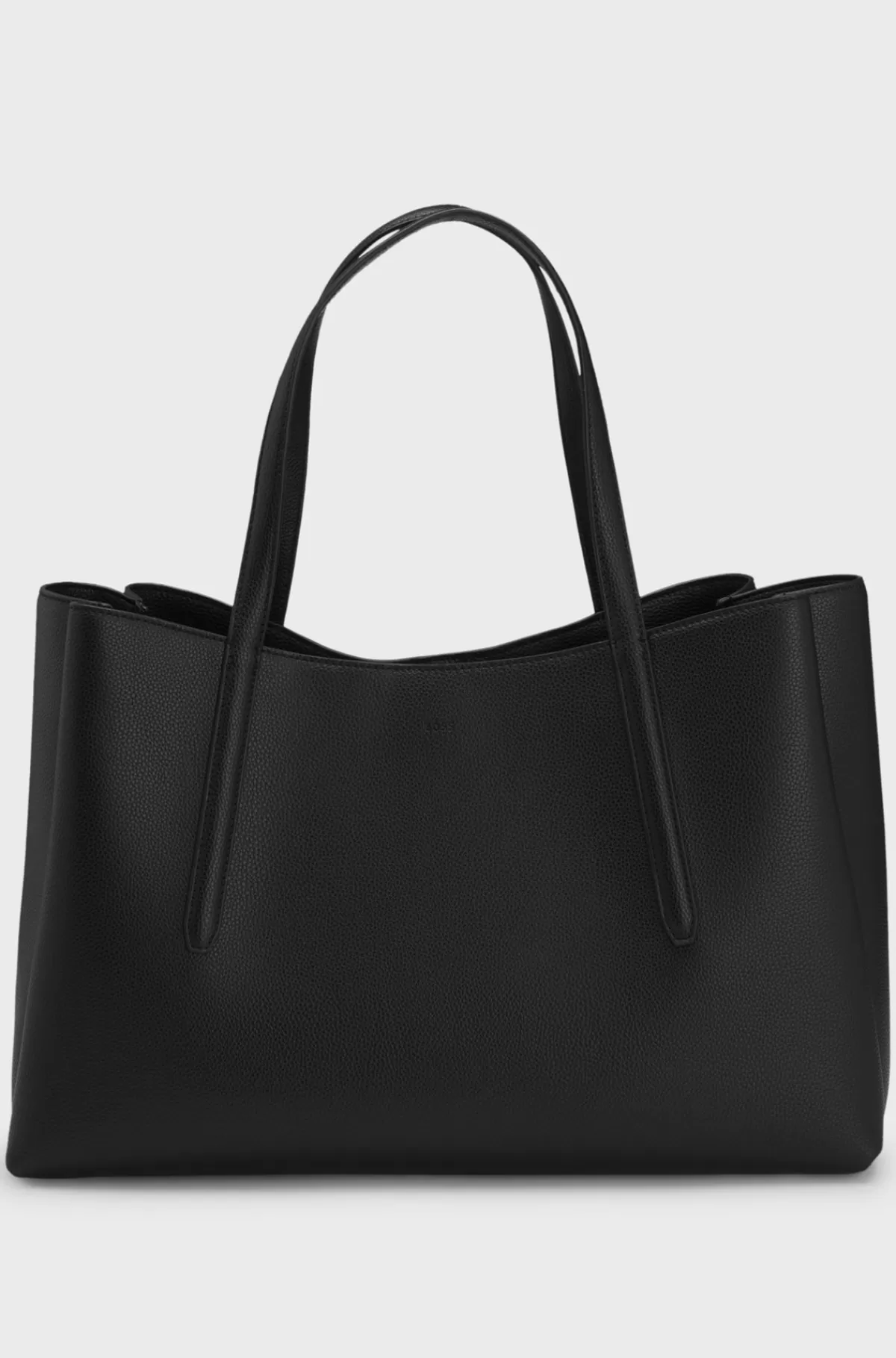 HUGO BOSS Tote Bag I Imiteret Kornet Læder Med Dobbelt B-monogram Sort Sale
