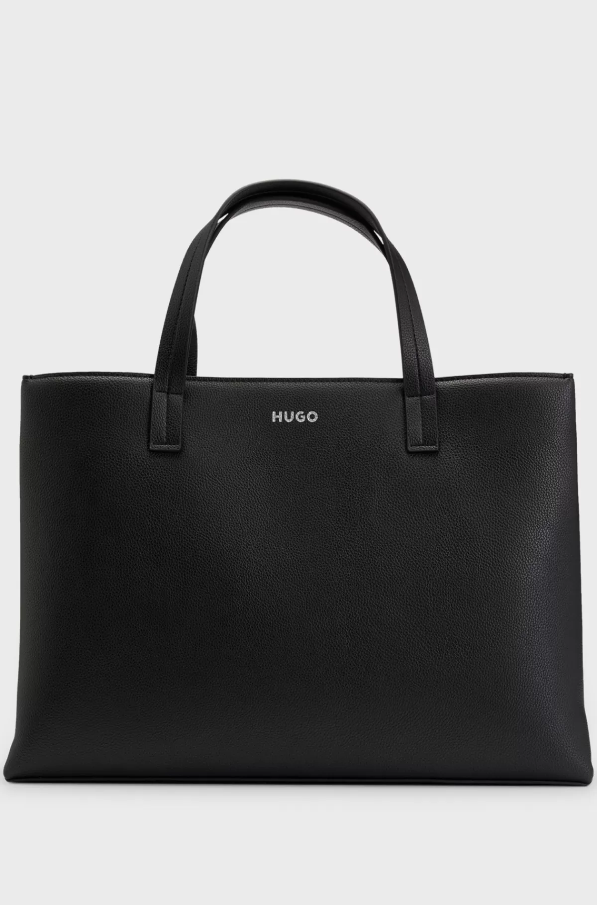 HUGO BOSS Tote Bag I Imiteret Narvlæder Med Brandet Rem Sort Clearance