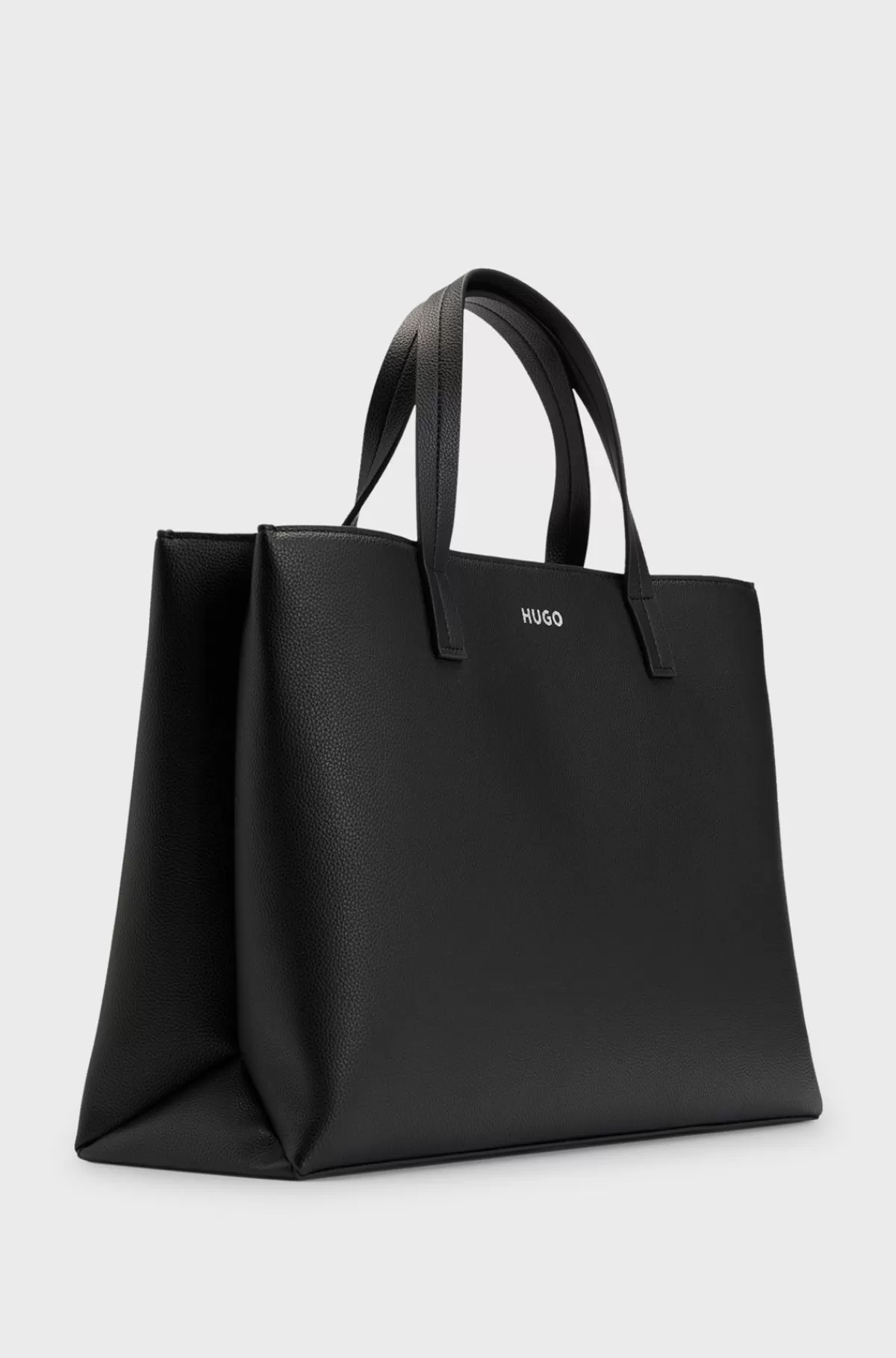 HUGO BOSS Tote Bag I Imiteret Narvlæder Med Brandet Rem Sort Clearance