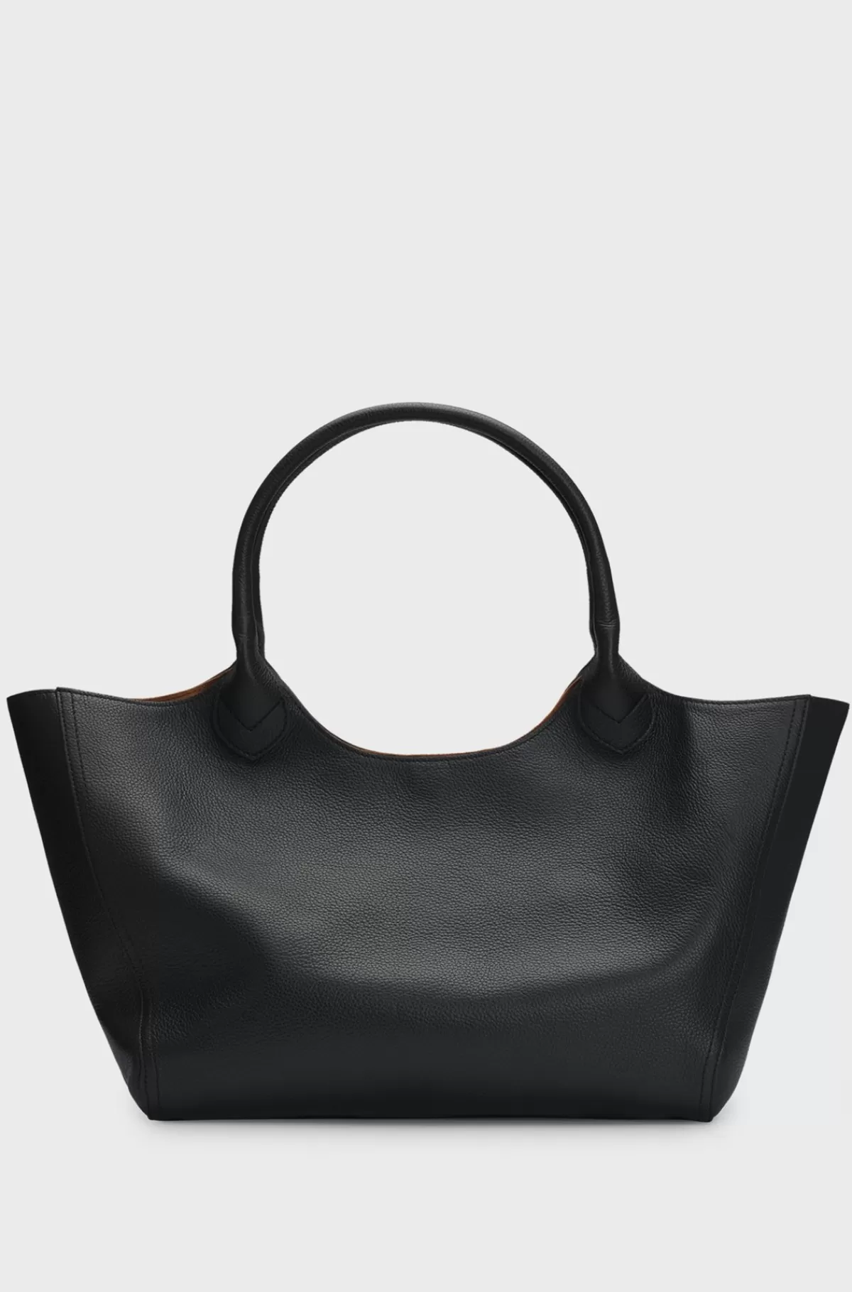 HUGO BOSS Tote Bag I Kornet Læder Med Polerede Logobogstaver Sort Flash Sale