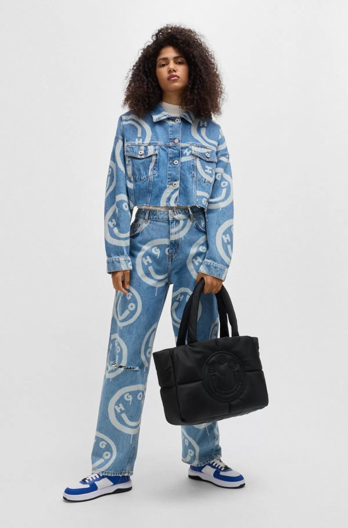HUGO BOSS Tote Bag Med Happy HUGO Logo Sort Shop