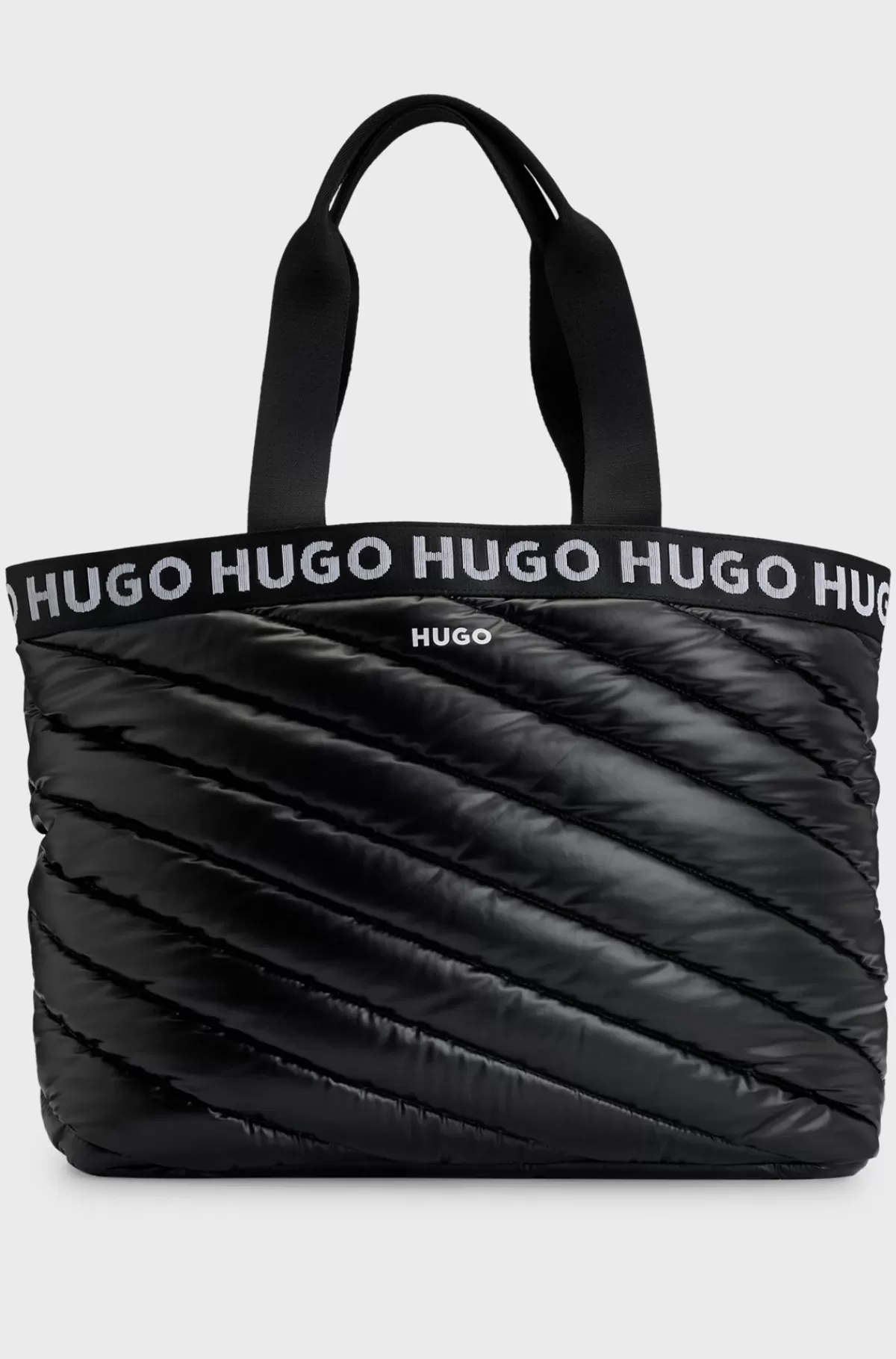 HUGO BOSS Tote Bag Med Logodetaljer Og Diagonal Quiltning Sort Best Sale