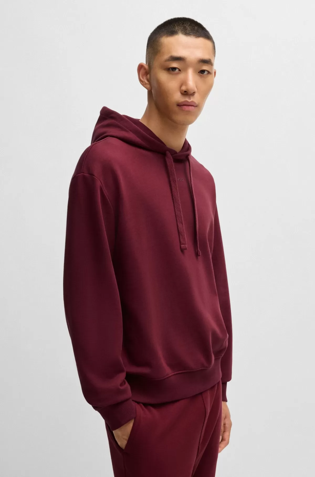 HUGO BOSS Tracksuit I Sweatkvalitet Af Bomuld Med Relaxed Fit Og Kontrastlogoer Mørkerød Flash Sale