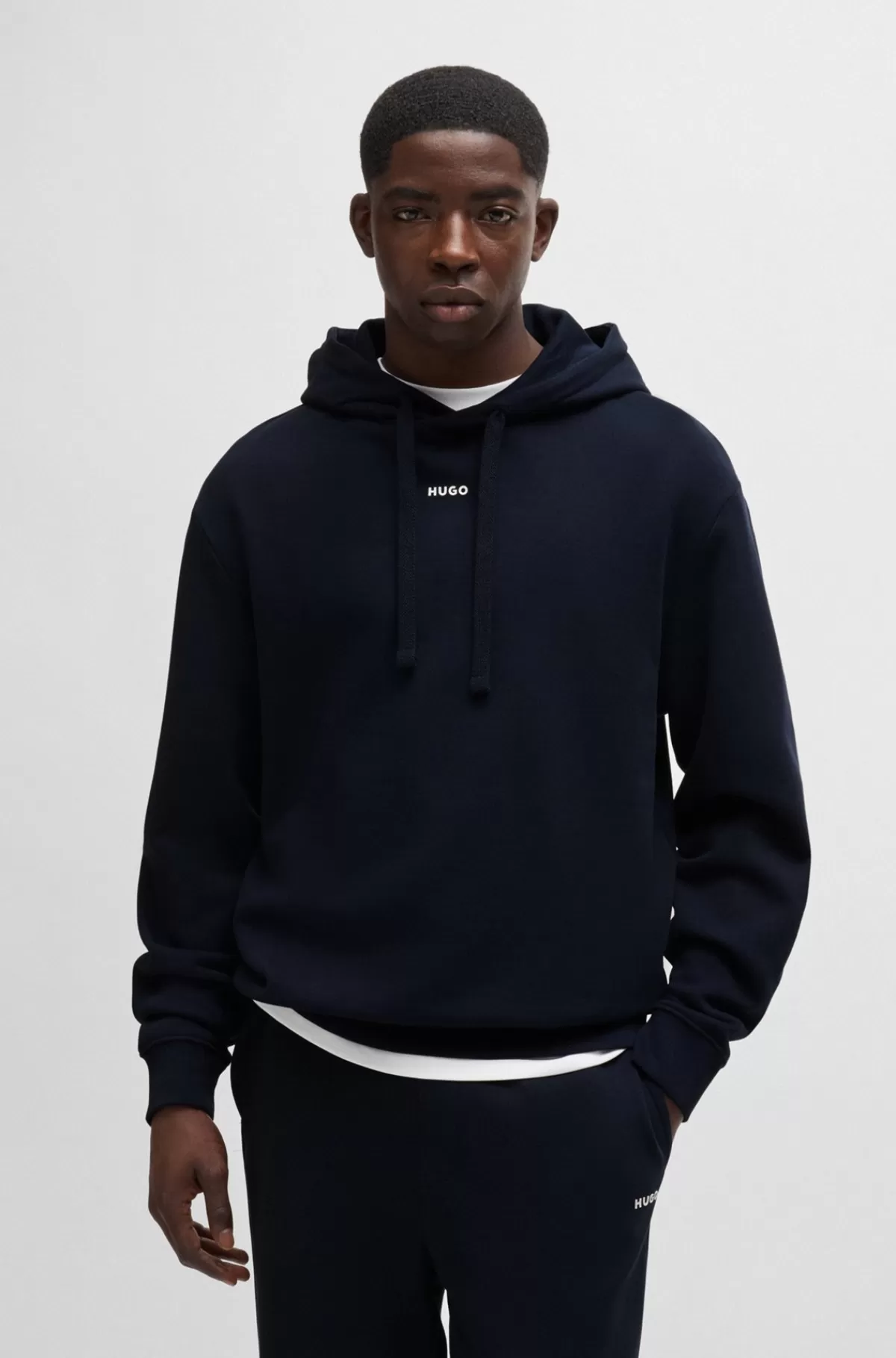 HUGO BOSS Tracksuit I Sweatkvalitet Af Bomuld Med Relaxed Fit Og Kontrastlogoer Mørkeblå Best