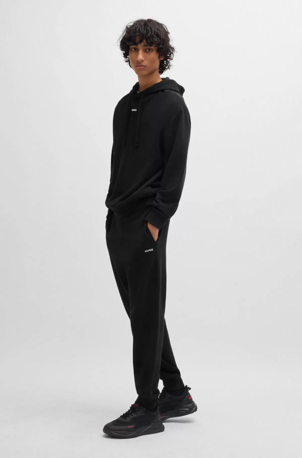 HUGO BOSS Tracksuit I Sweatkvalitet Af Bomuld Med Relaxed Fit Og Kontrastlogoer Sort Cheap