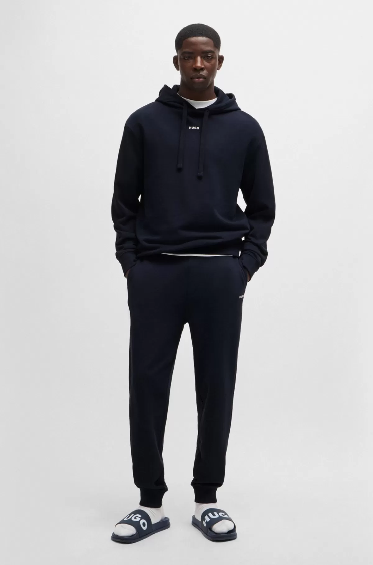 HUGO BOSS Tracksuit I Sweatkvalitet Af Bomuld Med Relaxed Fit Og Kontrastlogoer Mørkeblå Best