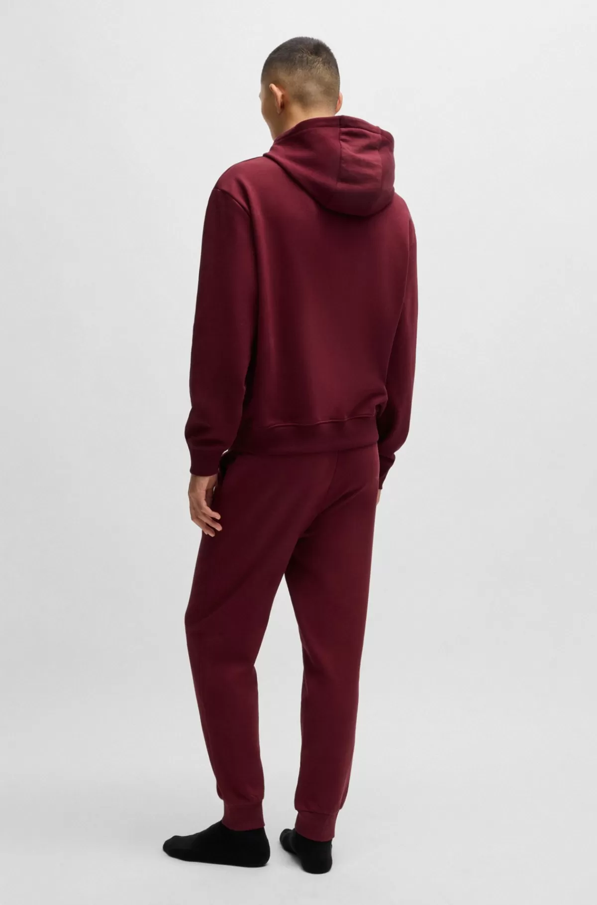 HUGO BOSS Tracksuit I Sweatkvalitet Af Bomuld Med Relaxed Fit Og Kontrastlogoer Mørkerød Flash Sale