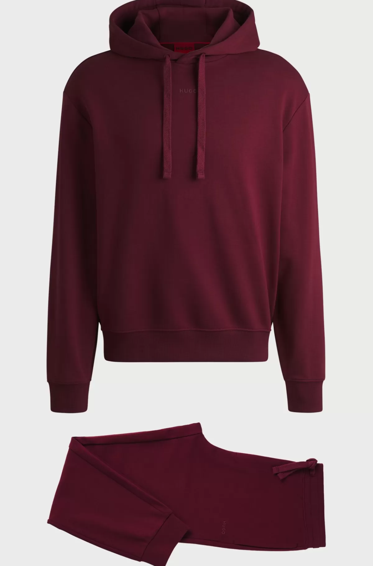 HUGO BOSS Tracksuit I Sweatkvalitet Af Bomuld Med Relaxed Fit Og Kontrastlogoer Mørkerød Flash Sale