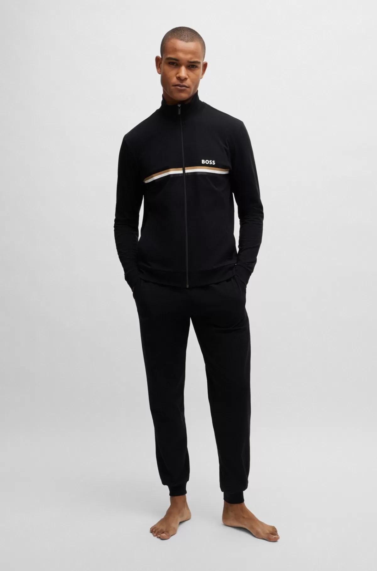 HUGO BOSS Tracksuit Med Regular Fit I Bomuld Med Stræk Og Signaturdetaljer Sort Cheap