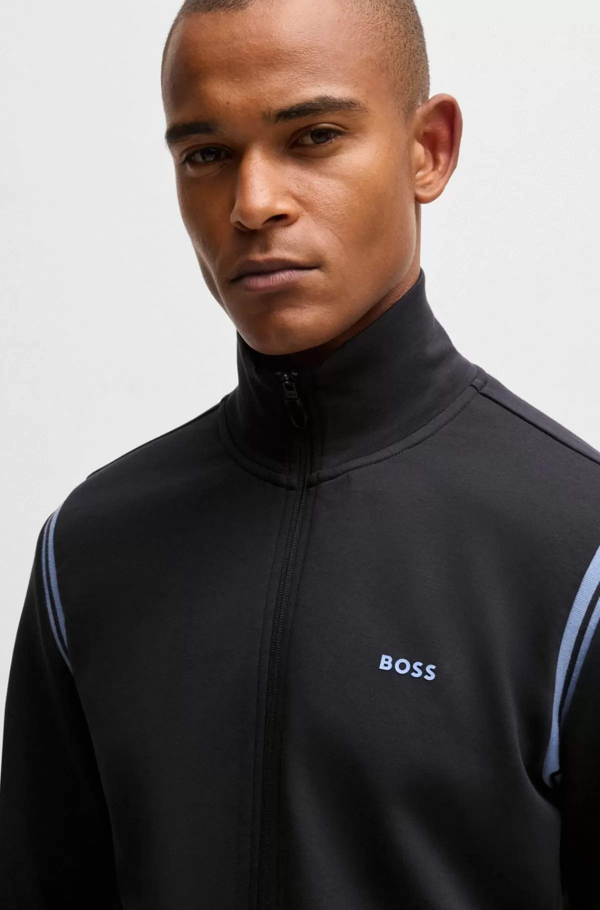 HUGO BOSS Tracksuit Med Regular Fit I Bomuld Med Stræk Og Stribede Bånd Mørkeblå Discount