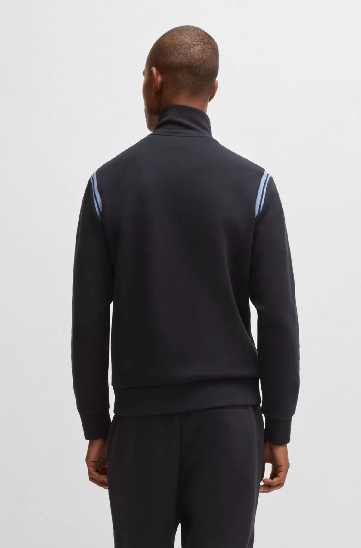 HUGO BOSS Tracksuit Med Regular Fit I Bomuld Med Stræk Og Stribede Bånd Mørkeblå Discount