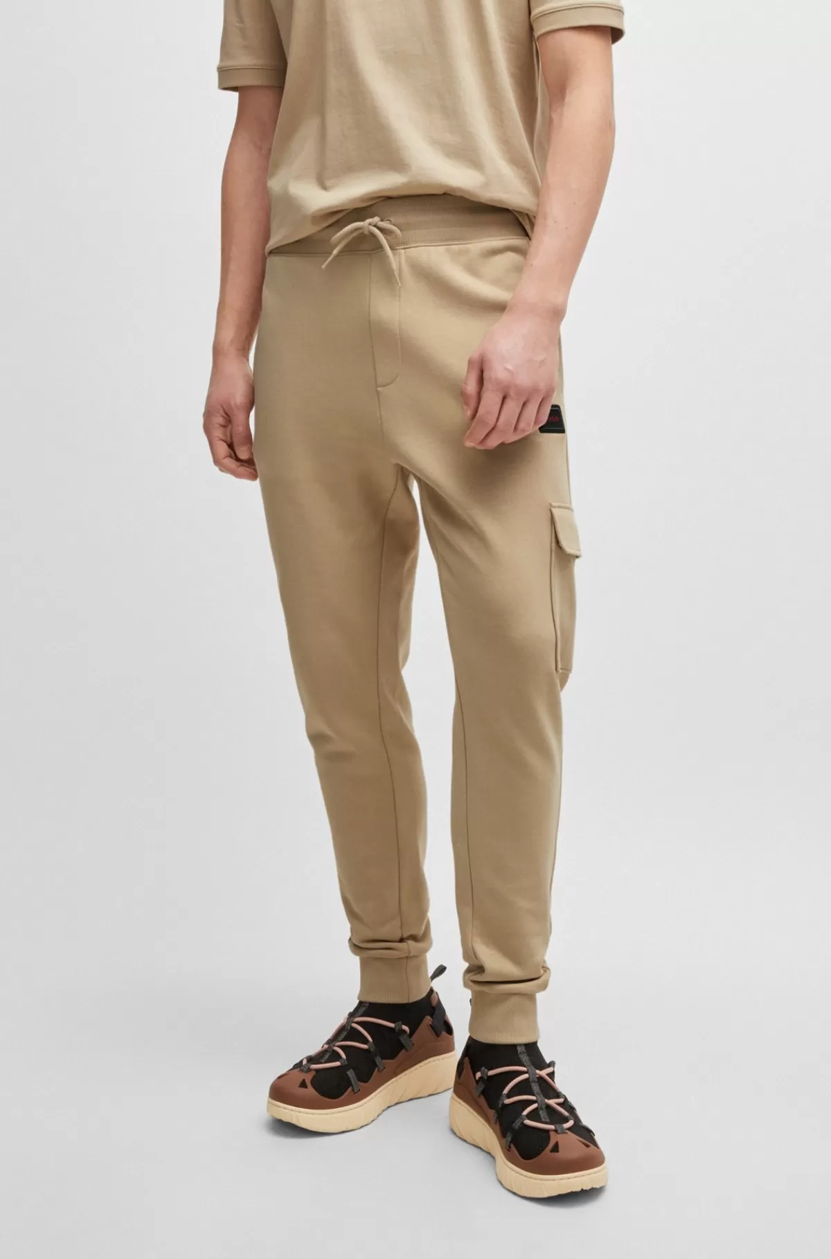 HUGO BOSS Tracksuit-bukser Af Sweatkvalitet Af Bomuld Med Logo Beige Sale