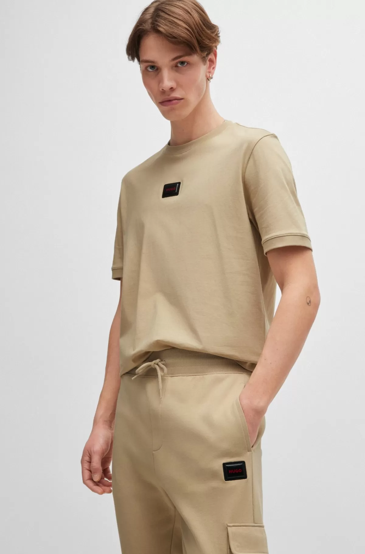 HUGO BOSS Tracksuit-bukser Af Sweatkvalitet Af Bomuld Med Logo Beige Sale
